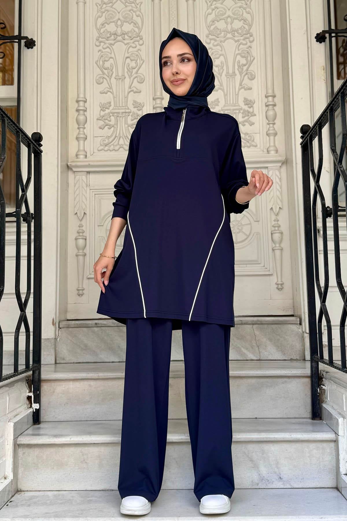 Nurcan Çetin Pantolonlu Takım 25424 Lacivert