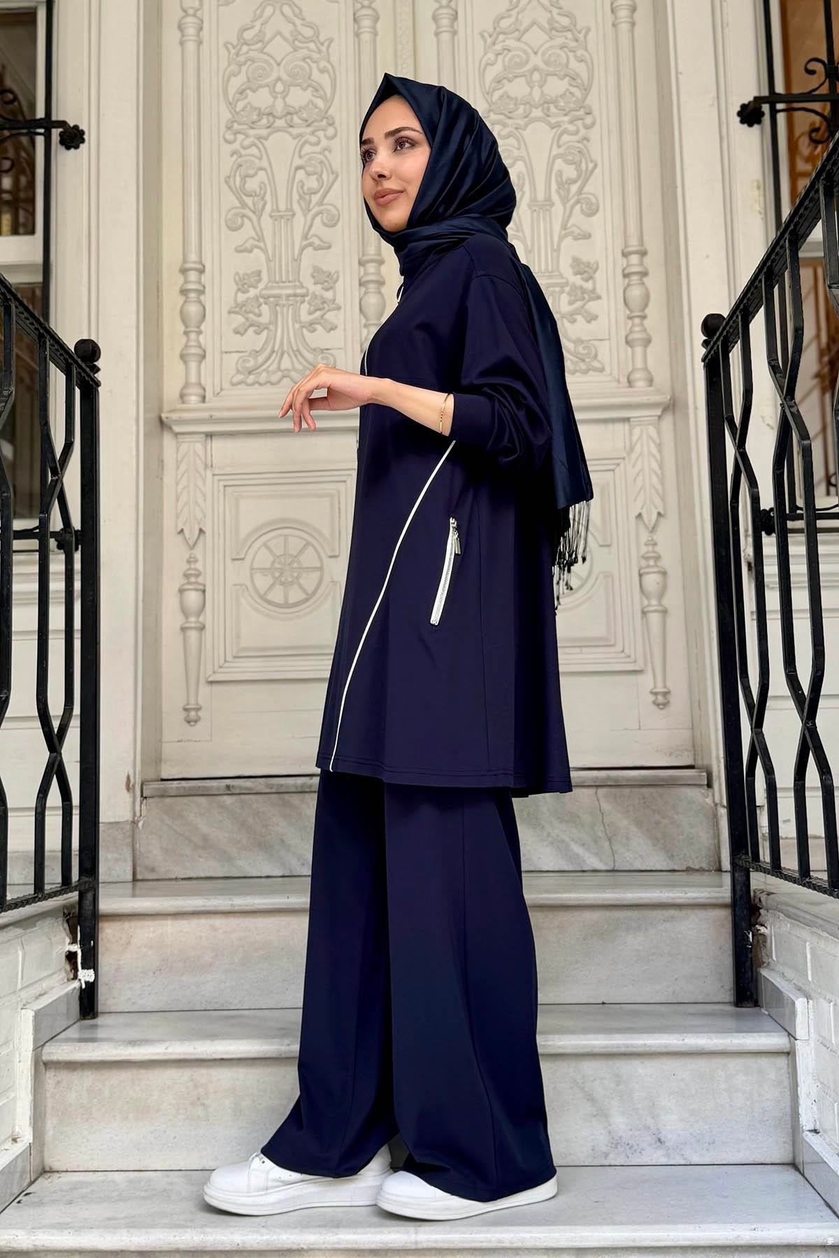Nurcan Çetin Pantolonlu Takım 25424 Lacivert