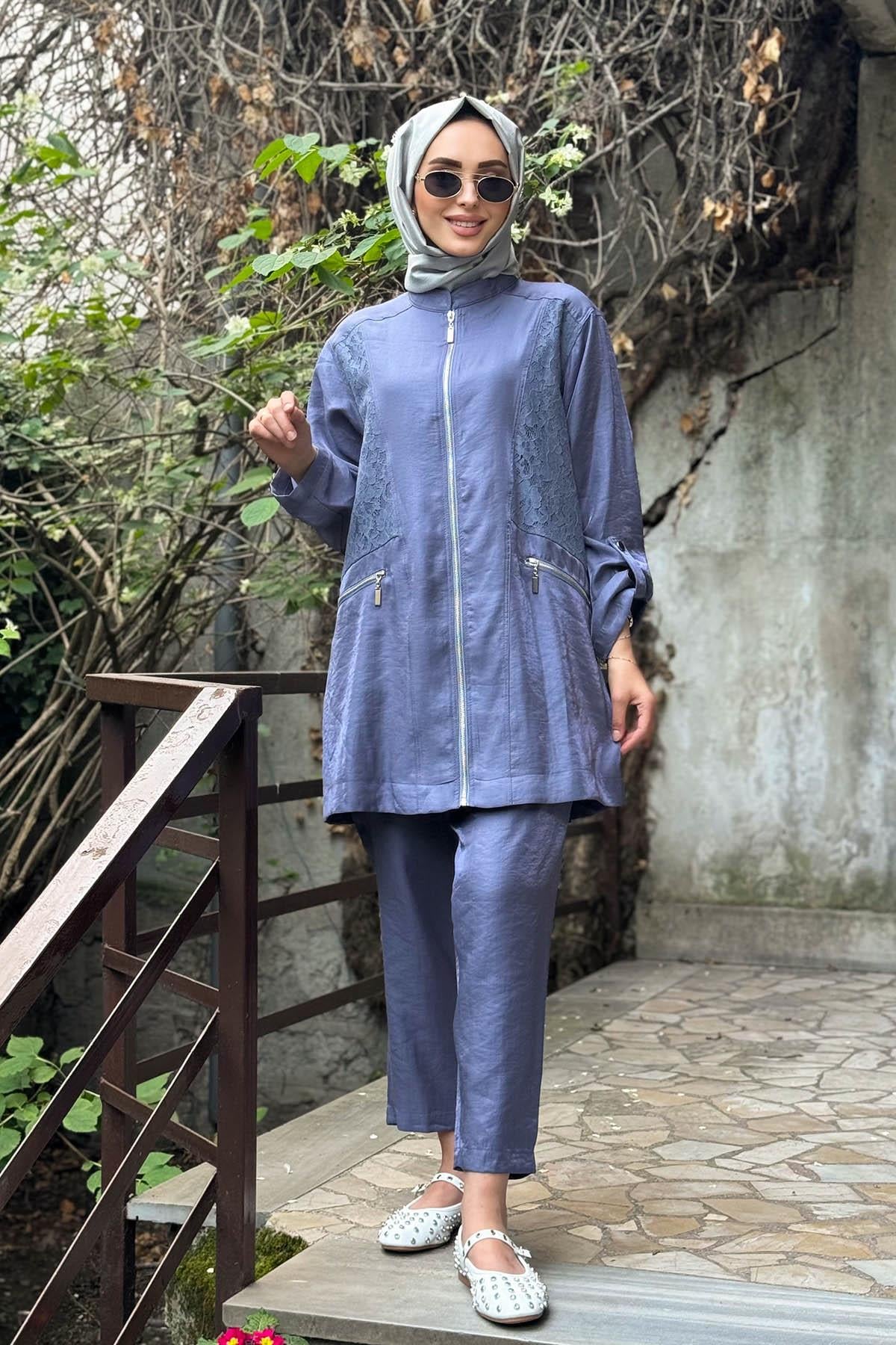 Nurcan Çetin Pantolonlu Takım 25426 İndigo