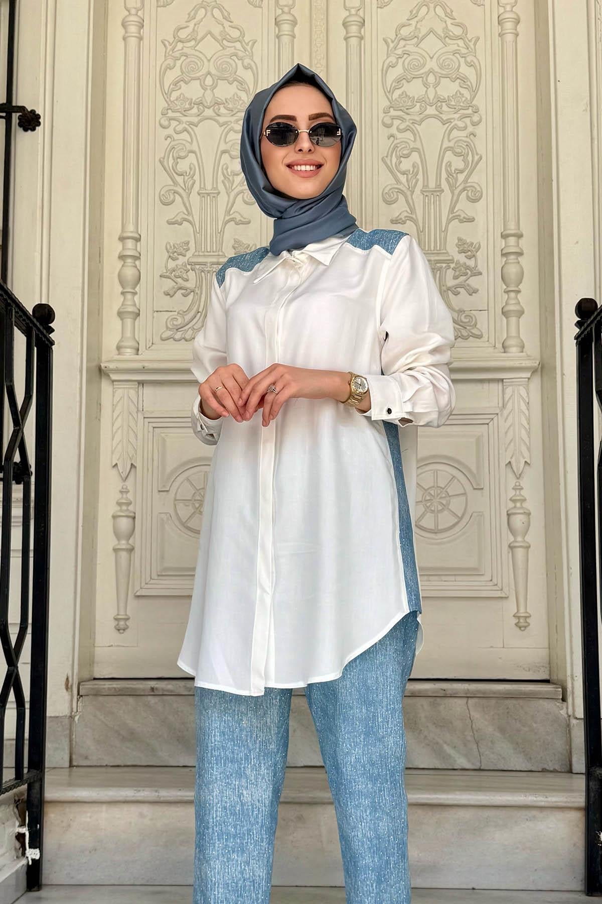 Nurcan Çetin Pantolonlu Takım 25435 Mavi