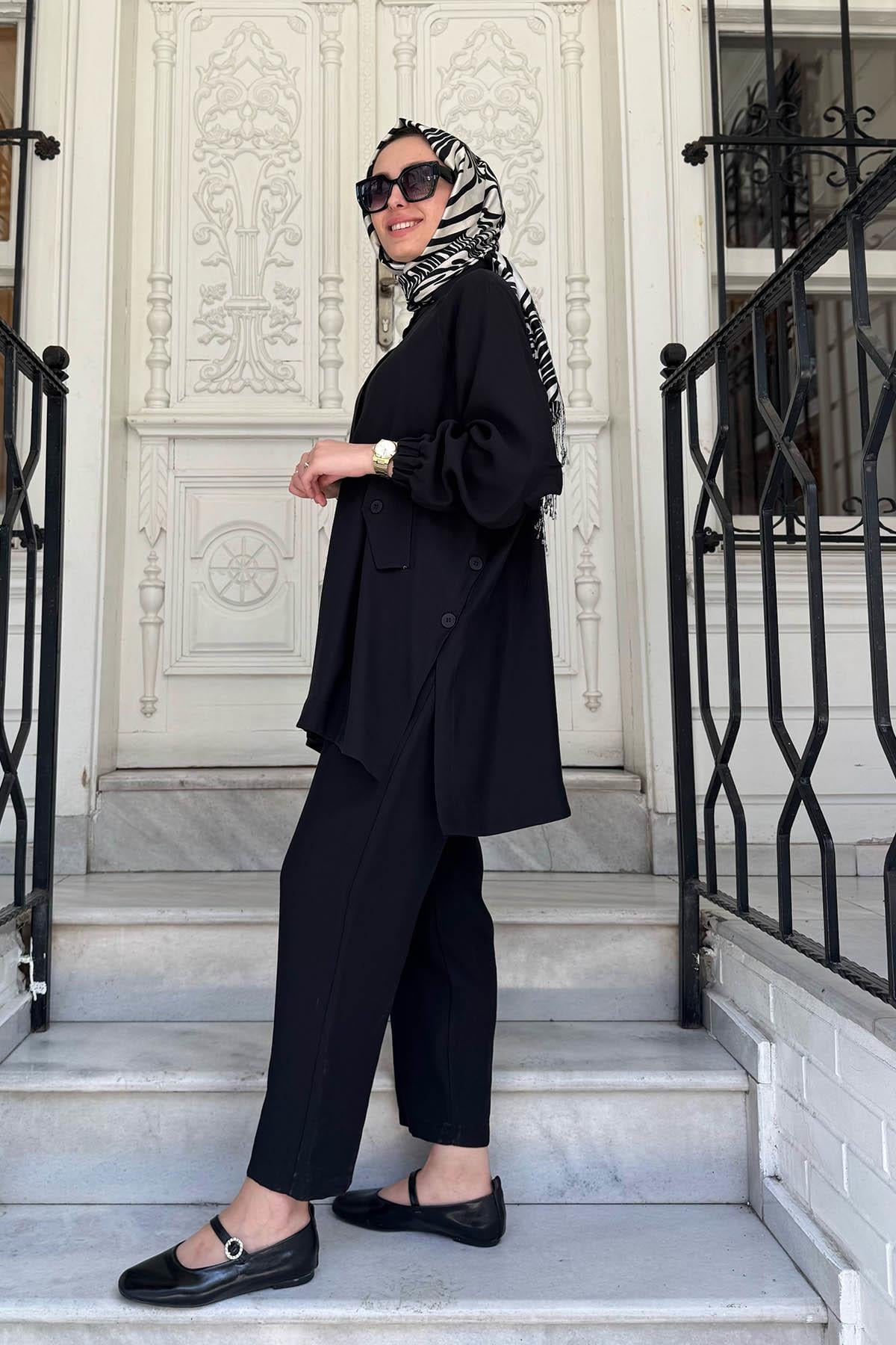 Nurcan Çetin Pantolonlu Takım 25441 Siyah