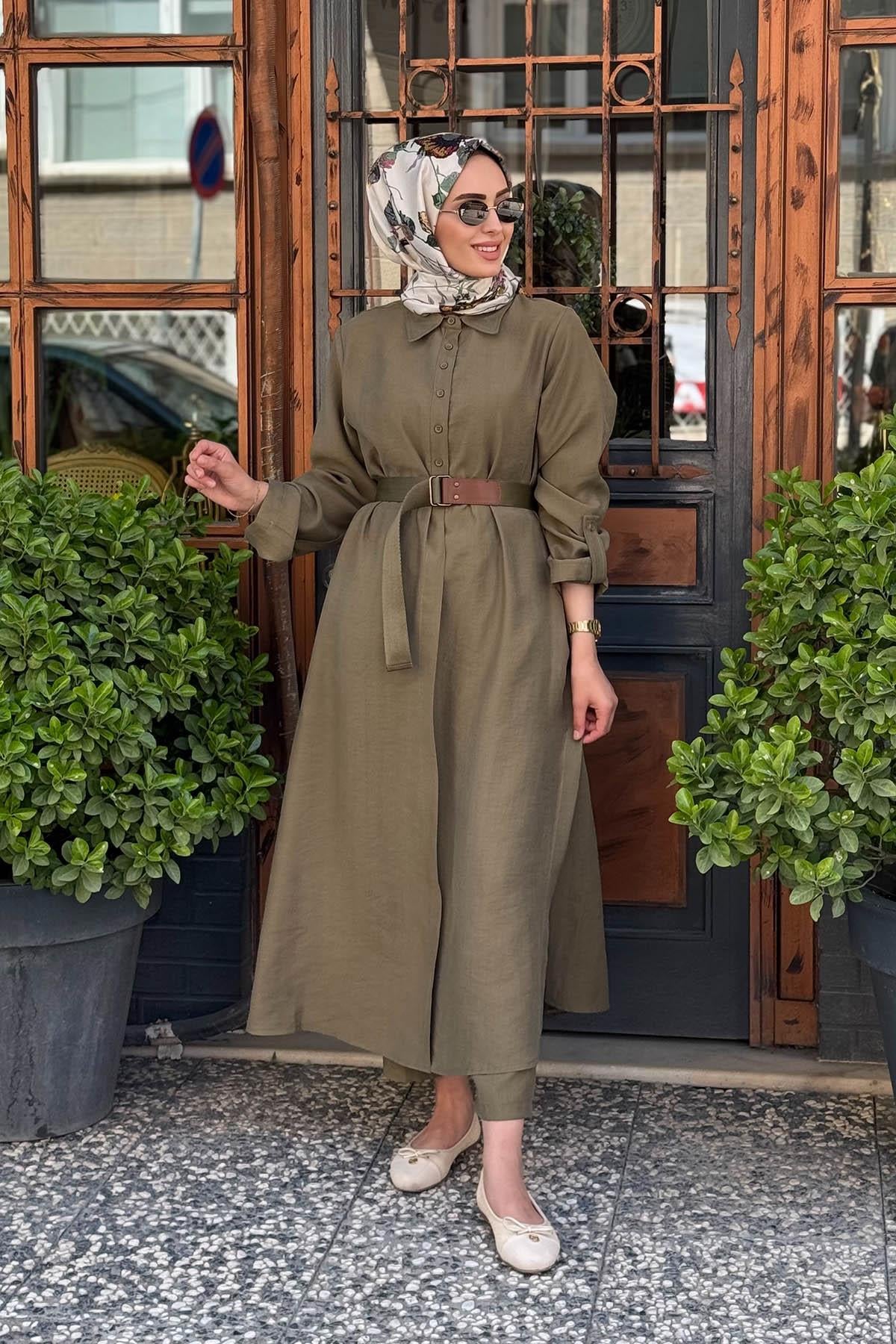 Nurcan Çetin Pantolonlu Takım 25442 Haki