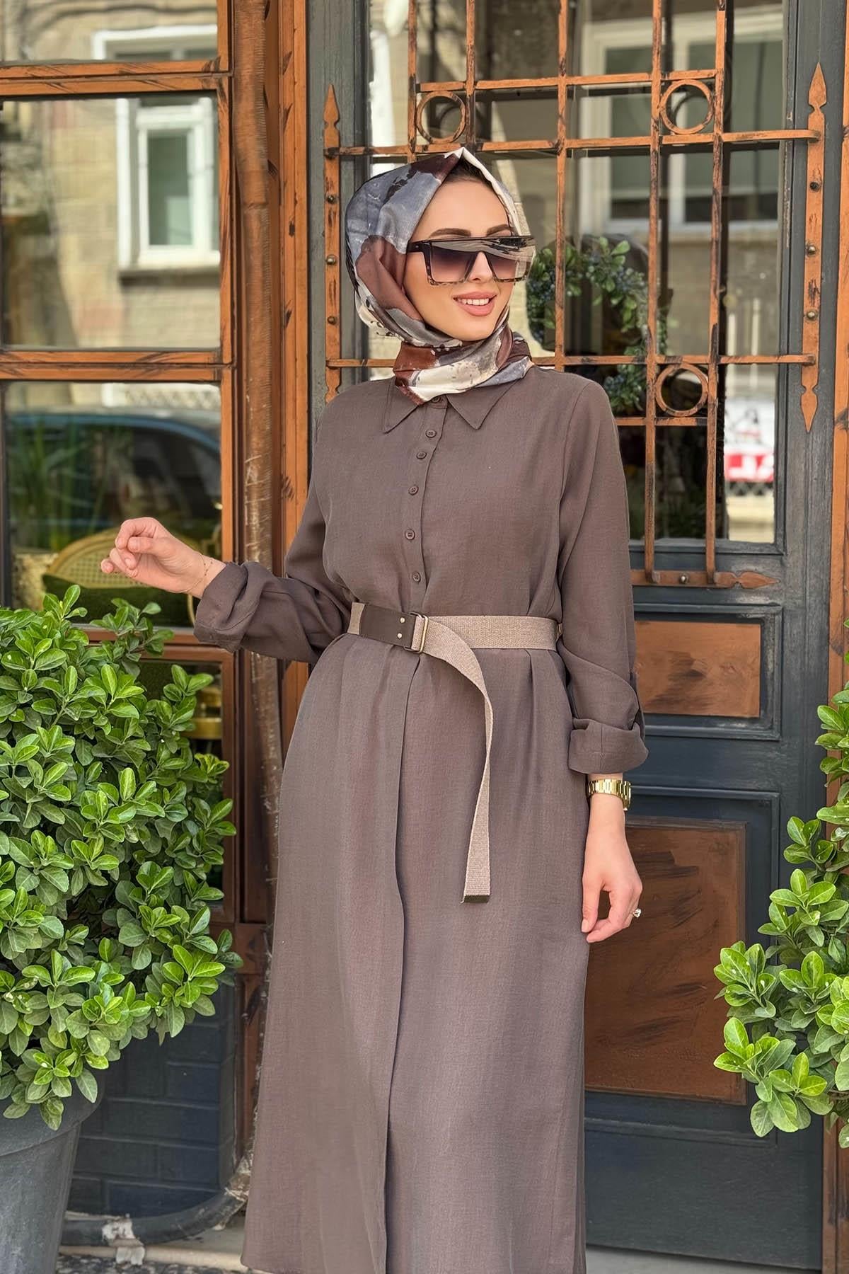 Nurcan Çetin Pantolonlu Takım 25442 Kahve