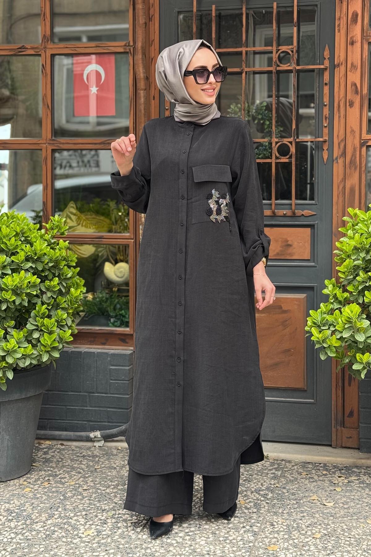 Nurcan Çetin Pantolonlu Takım 25447 Siyah