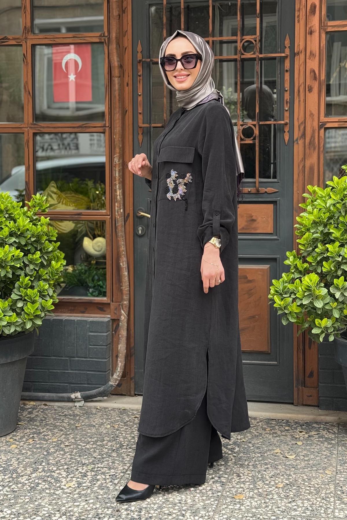 Nurcan Çetin Pantolonlu Takım 25447 Siyah