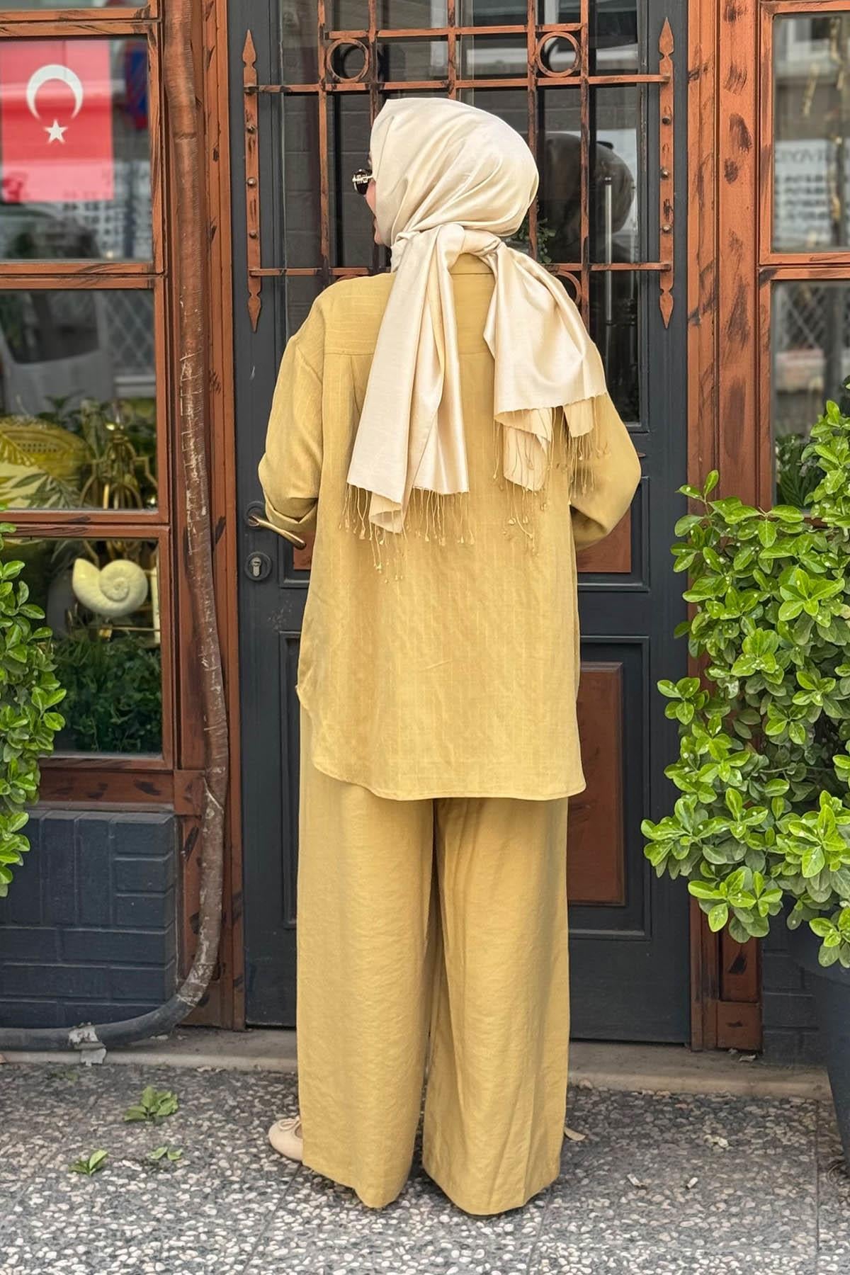 NURCAN ÇETİN Pantolonlu Takım 25448 Asit Sarı