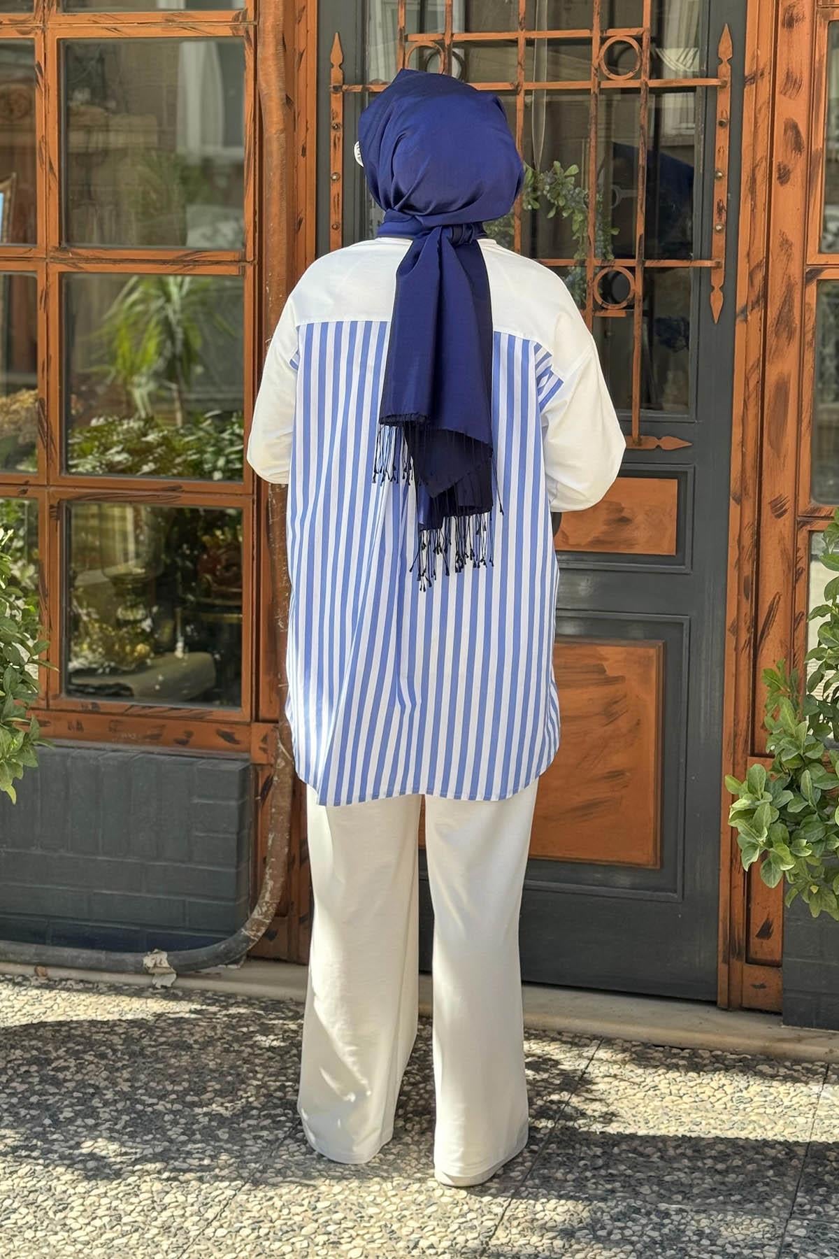 Nurcan Çetin Pantolonlu Takım 25449 Mavi