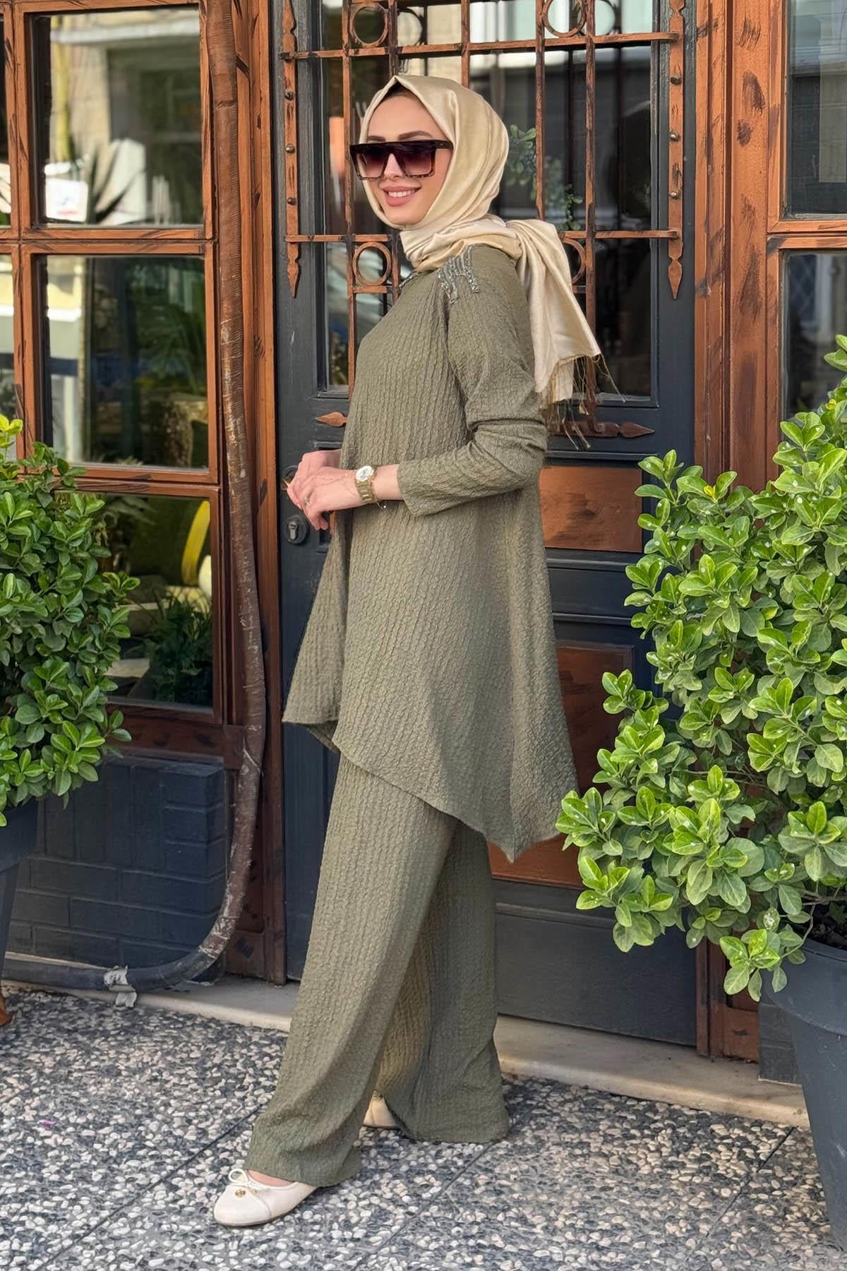 Nurcan Çetin Pantolonlu Takım 25469 Haki