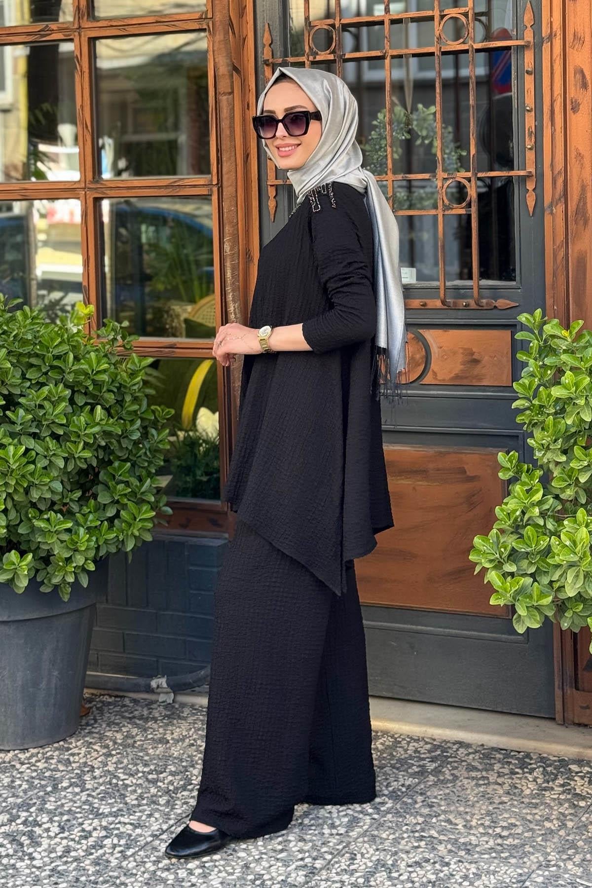 Nurcan Çetin Pantolonlu Takım 25469 Siyah
