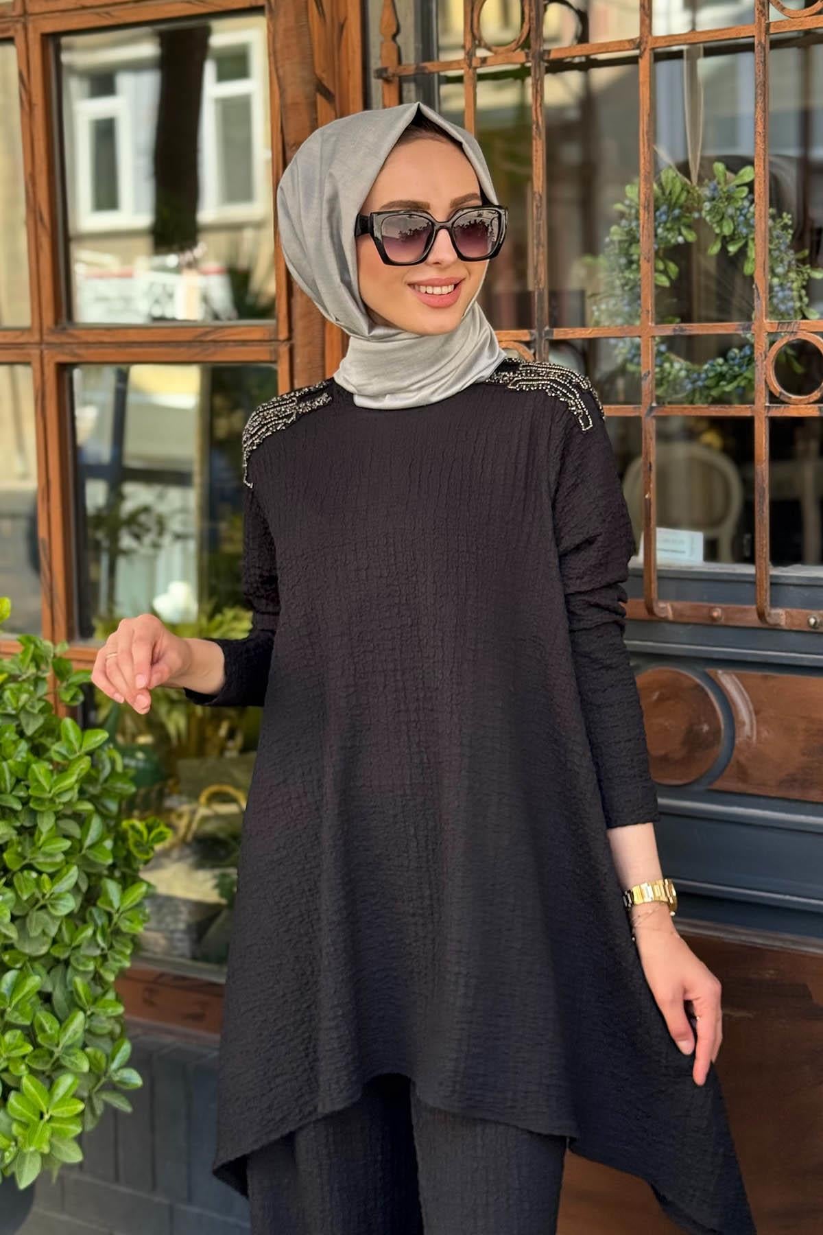 Nurcan Çetin Pantolonlu Takım 25469 Siyah