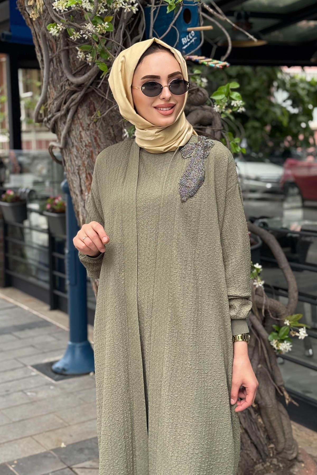 Nurcan Çetin Pantolonlu Takım 25602 Haki