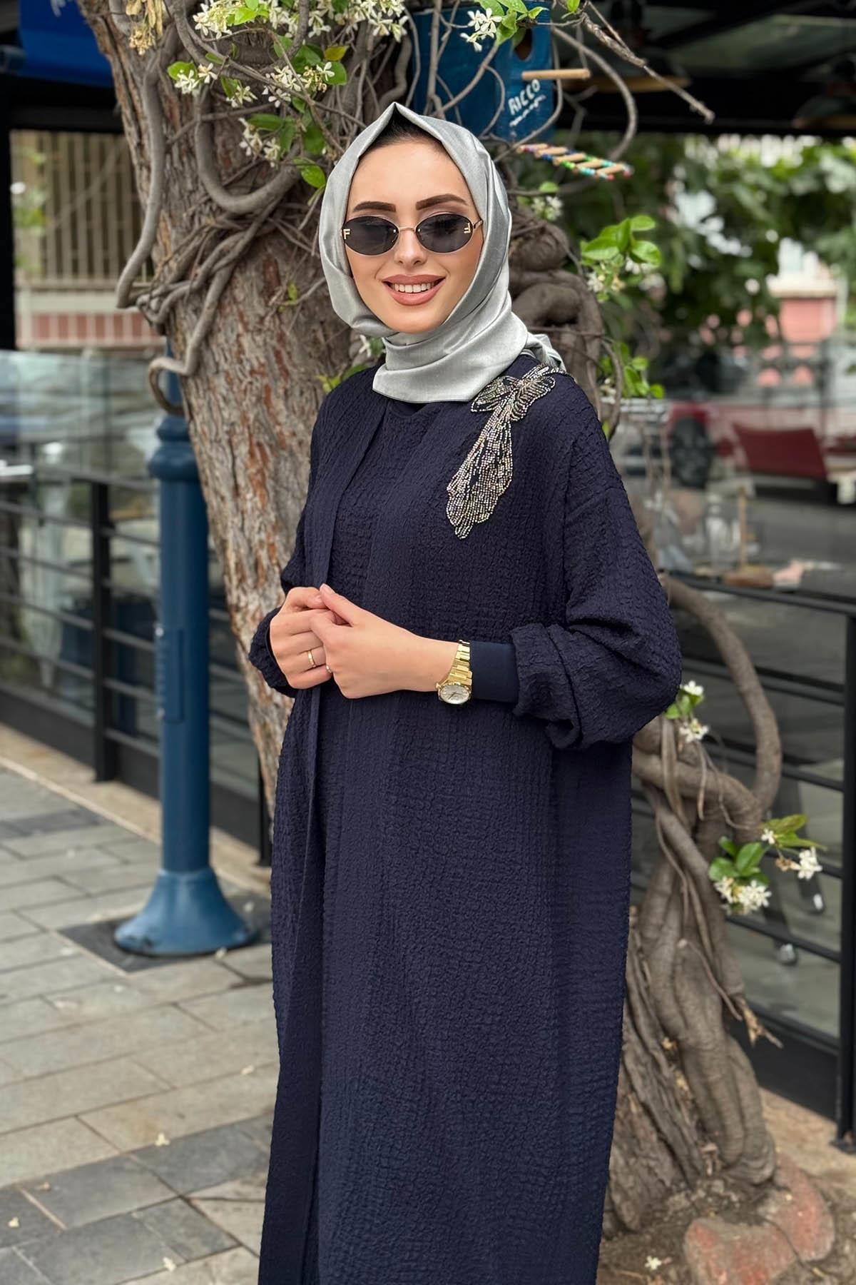Nurcan Çetin Pantolonlu Takım 25602 Lacivert