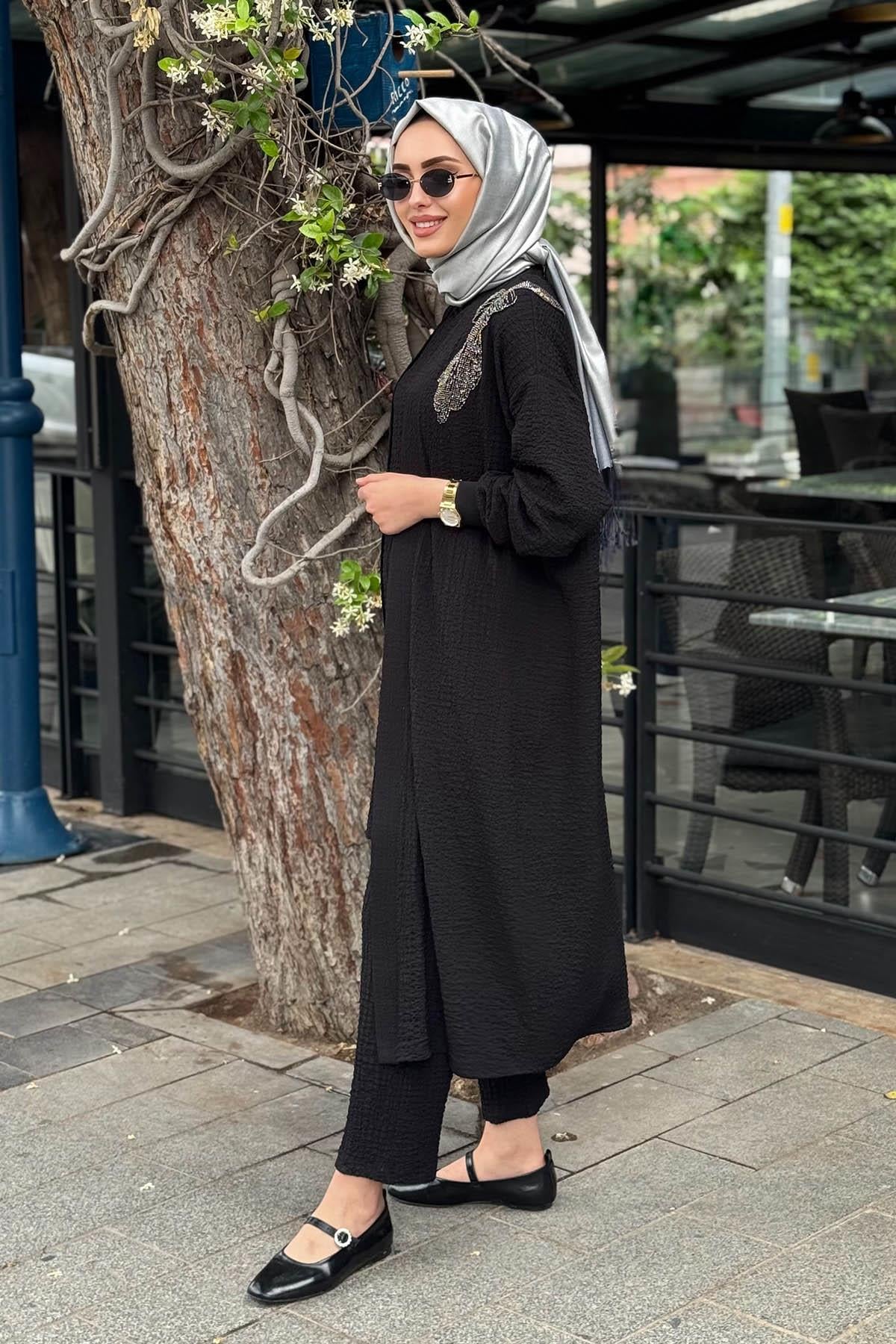 Nurcan Çetin Pantolonlu Takım 25602 Siyah