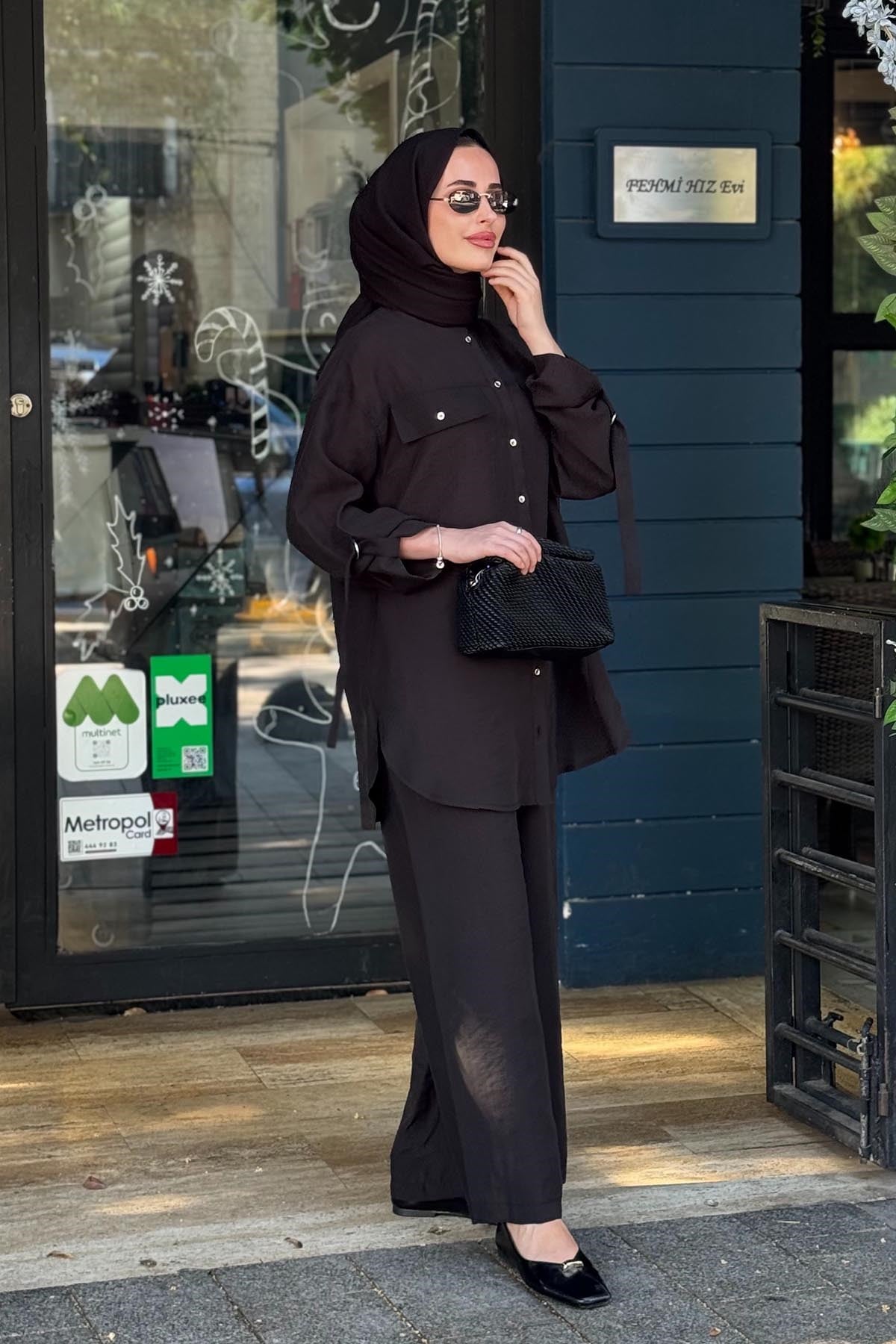 Nurcan Çetin Pantolonlu Takım 26407 Siyah