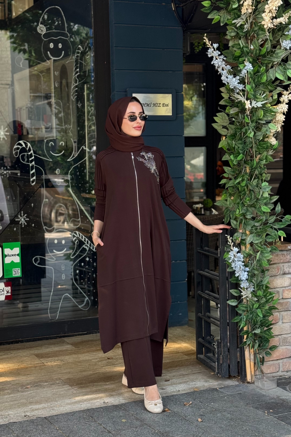 Nurcan Çetin Pantolonlu Takım 26448 Kahve
