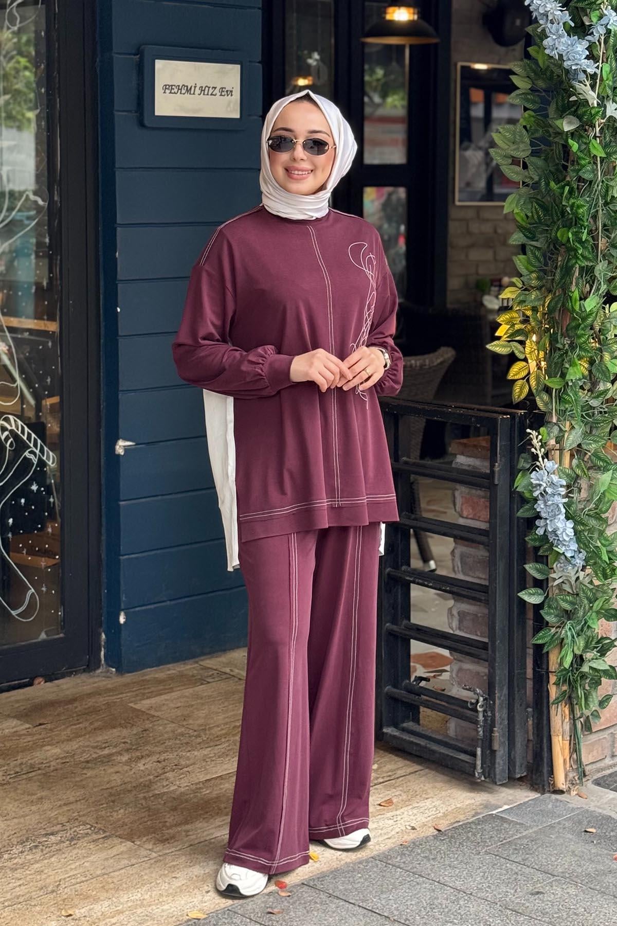 Nurcan Çetin Pantolonlu Takım 26470 Bordo