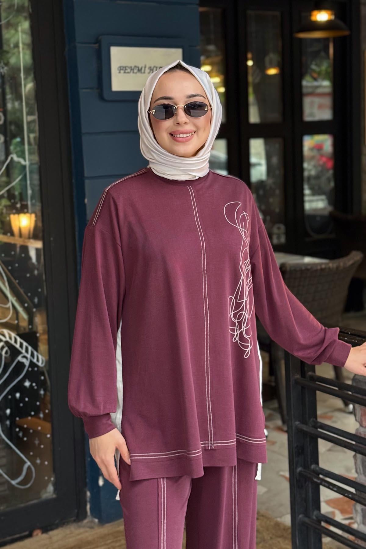 Nurcan Çetin Pantolonlu Takım 26470 Bordo