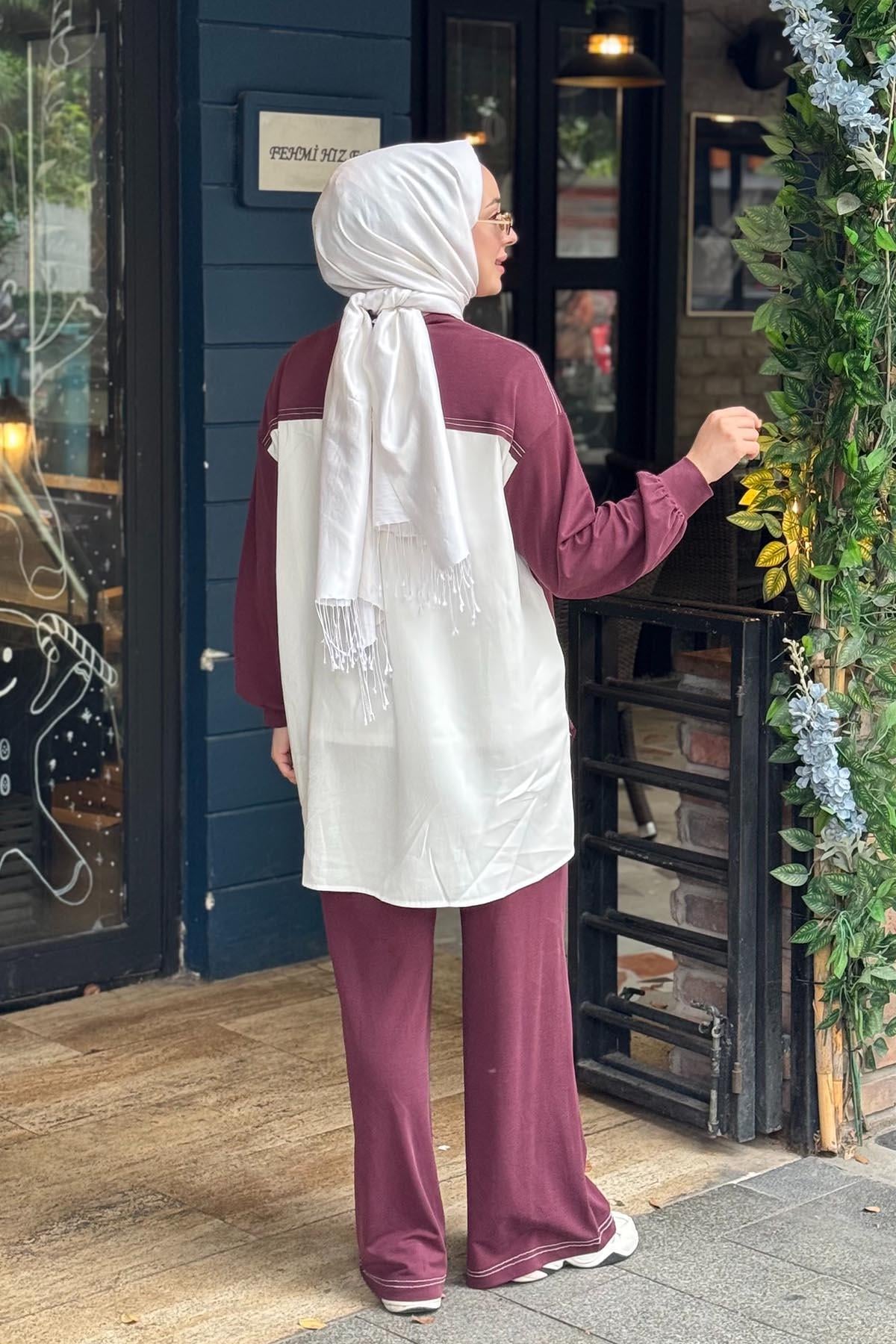 Nurcan Çetin Pantolonlu Takım 26470 Bordo