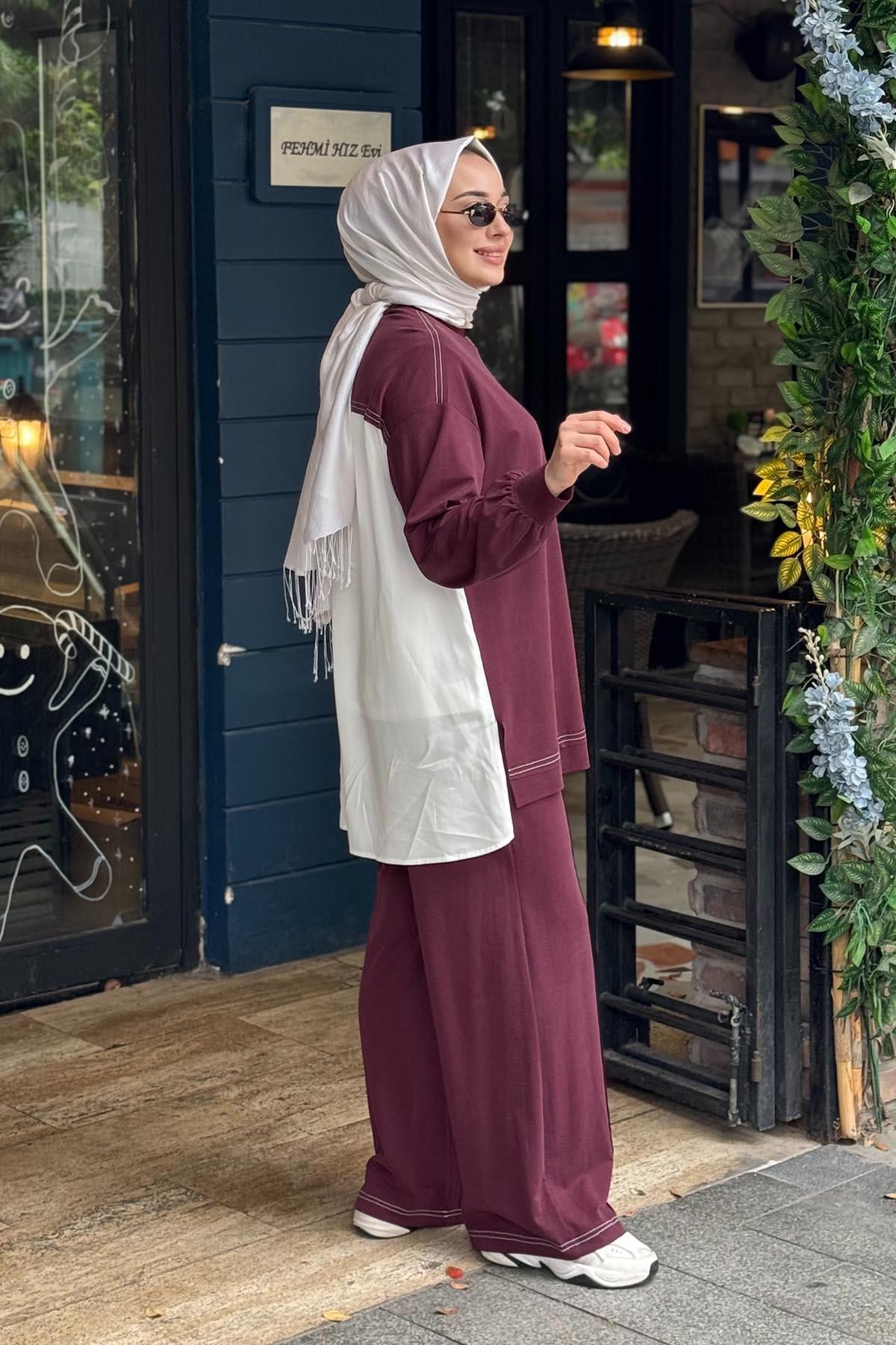 Nurcan Çetin Pantolonlu Takım 26470 Bordo