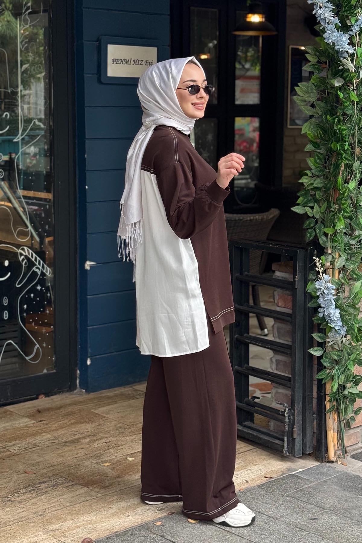 Nurcan Çetin Pantolonlu Takım 26470 Kahve