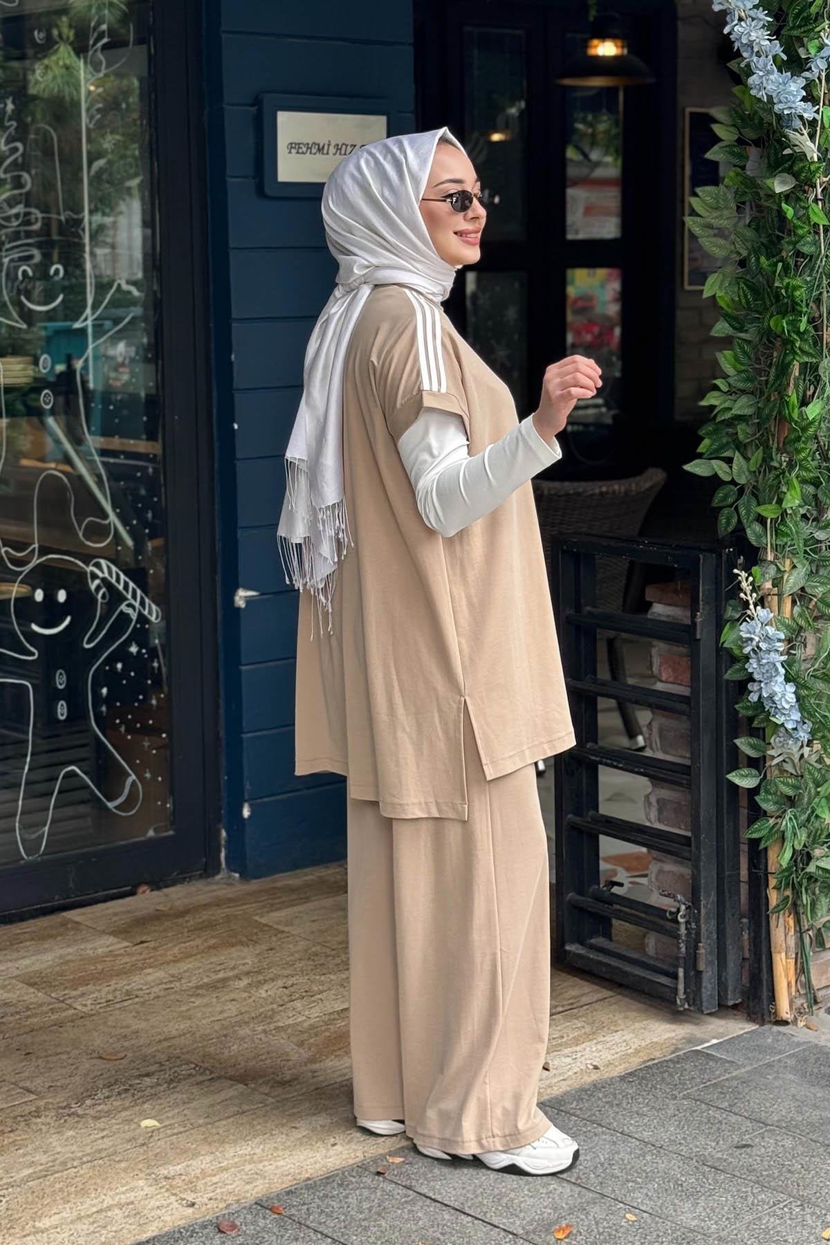 Nurcan Çetin Pantolonlu Takım 26614 Krem