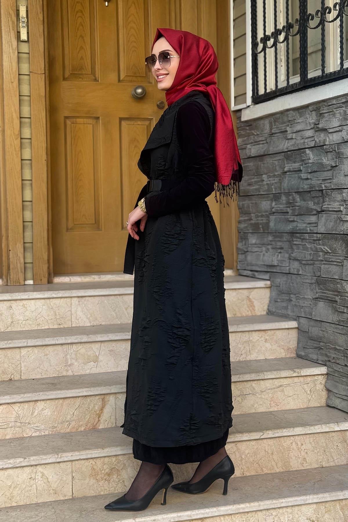 Nurcan Çetin Yelek 25224 Siyah