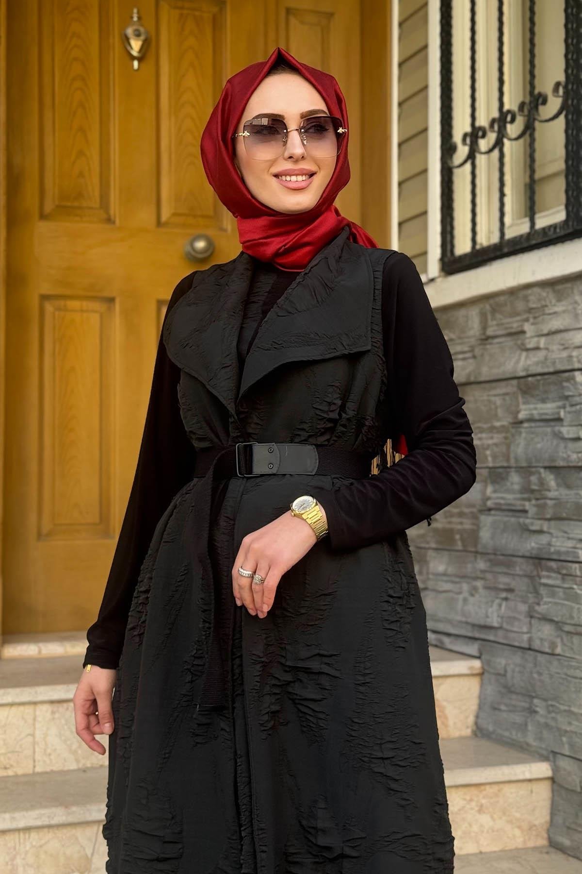 Nurcan Çetin Yelek 25224 Siyah