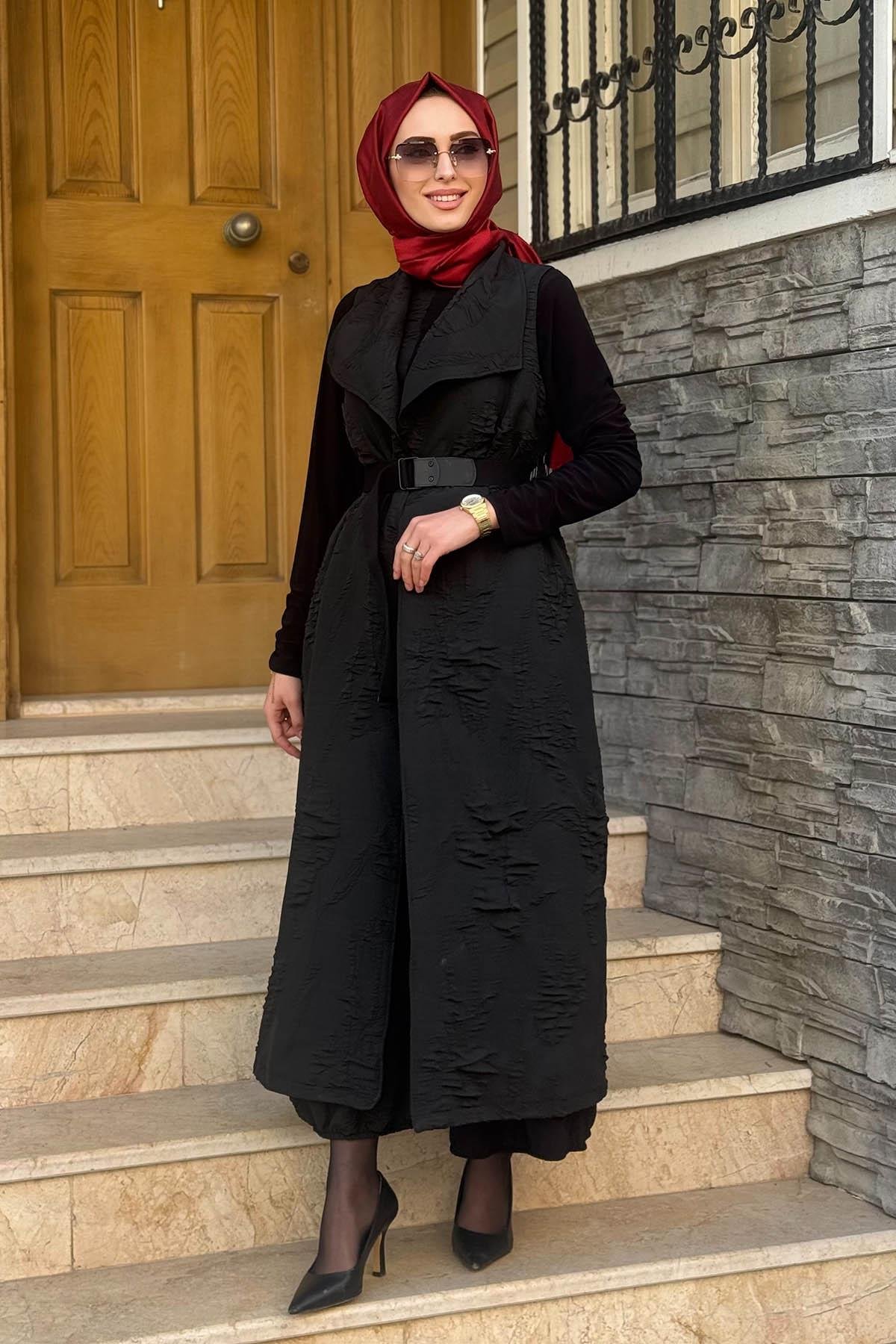 Nurcan Çetin Yelek 25224 Siyah