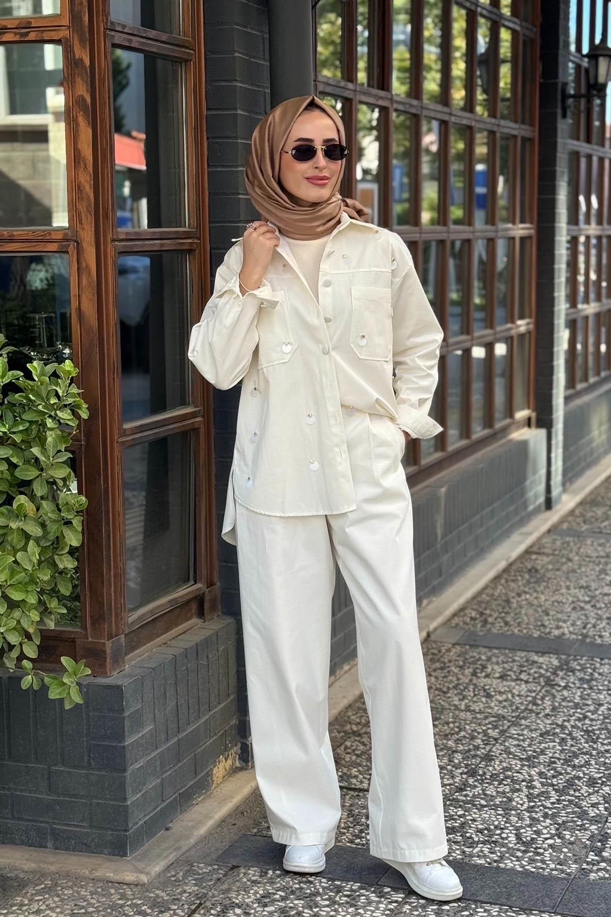 OMELYA Pantolonlu Takım 26KZ1003 Ekru