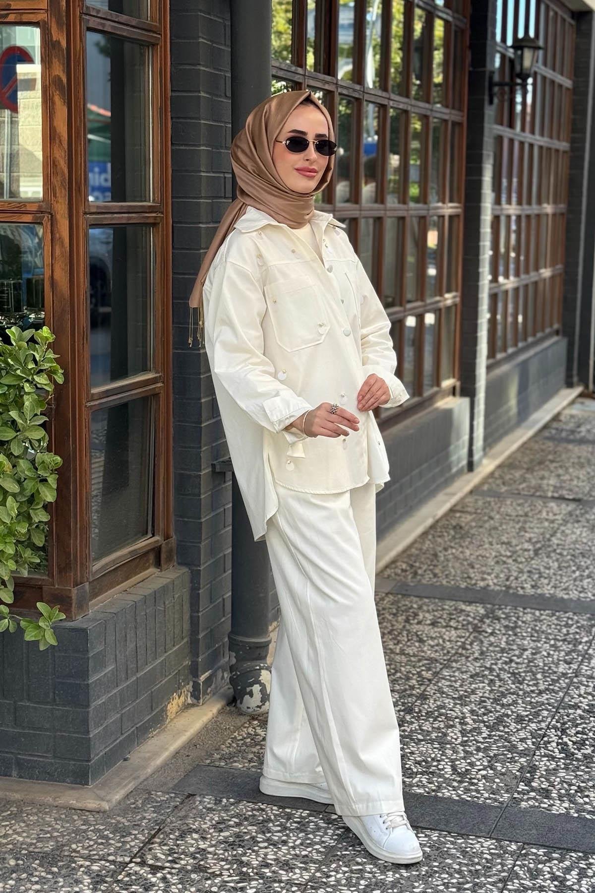 OMELYA Pantolonlu Takım 26KZ1003 Ekru