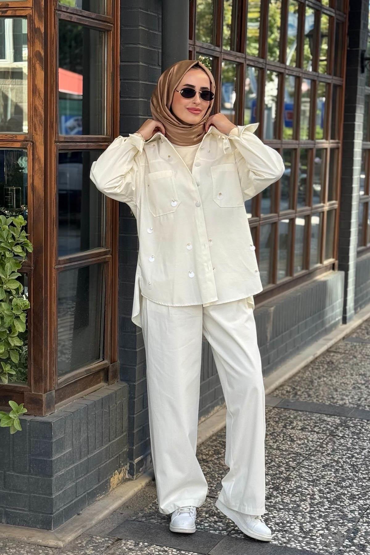 OMELYA Pantolonlu Takım 26KZ1003 Ekru