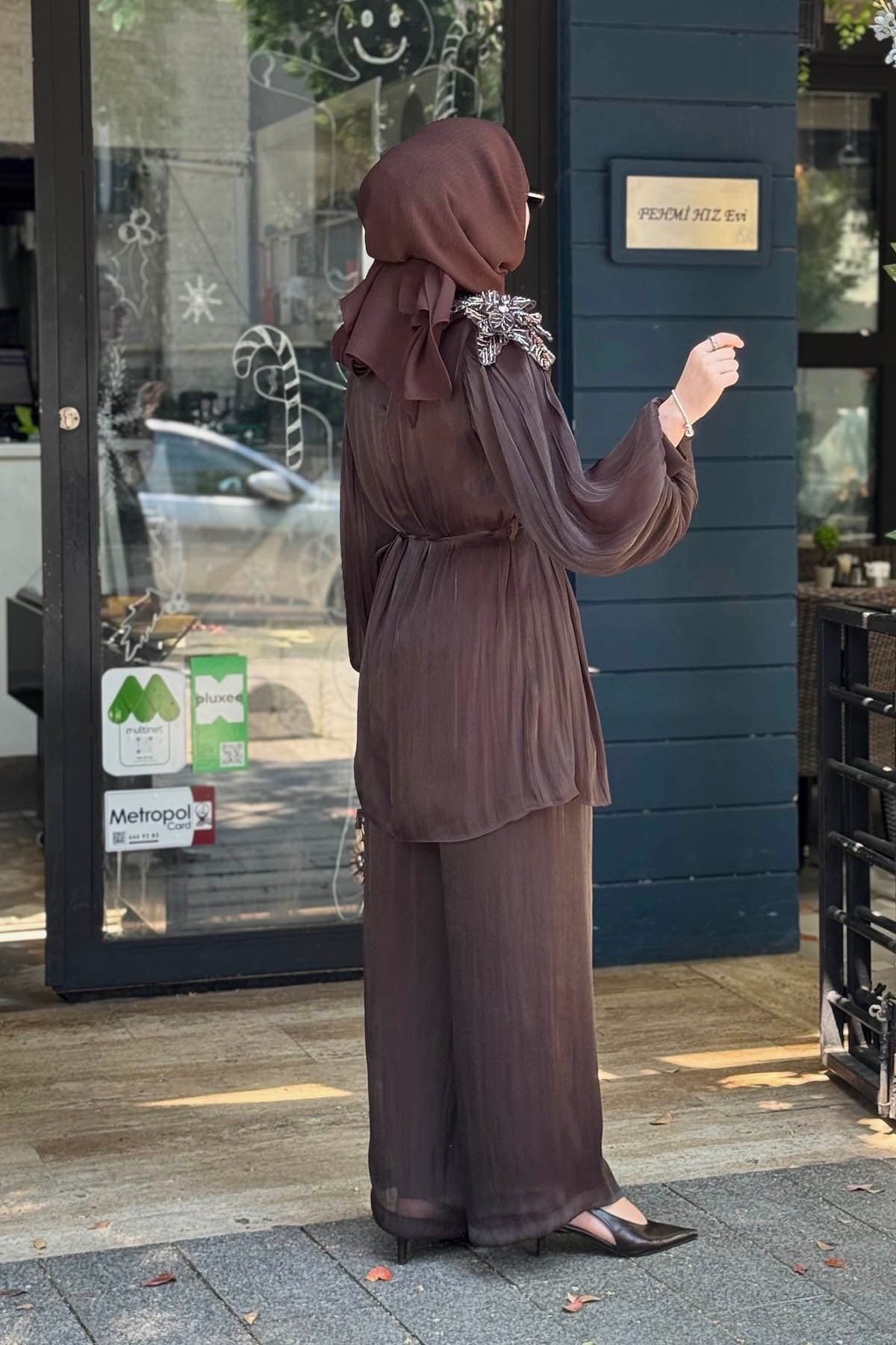 PEÇEM Studio Pantolonlu Takım 153-1002 Kahve