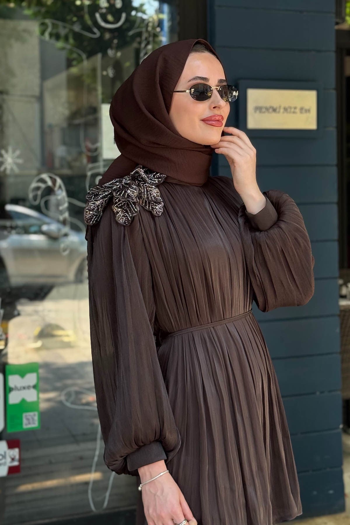 PEÇEM Studio Pantolonlu Takım 153-1002 Kahve