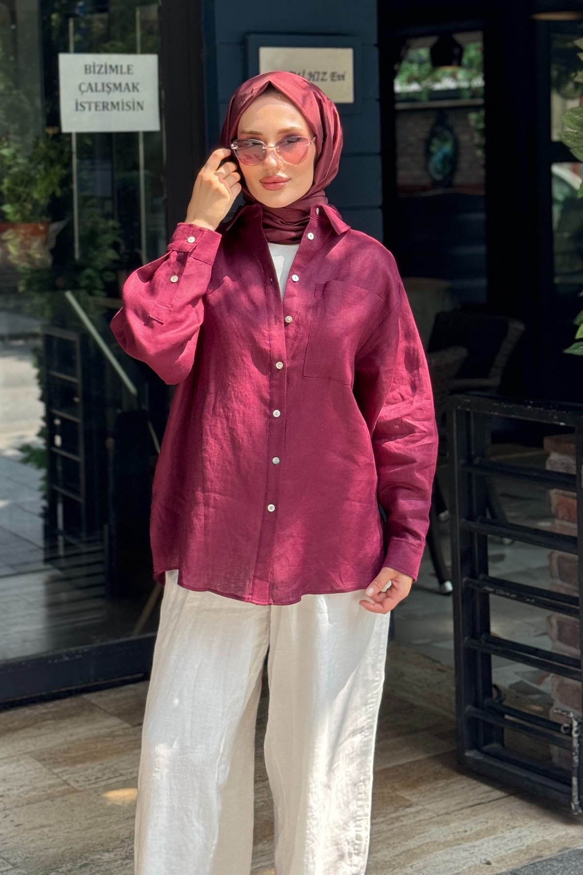 QOOQ Lidya Gömlek 26SS228 Bordo