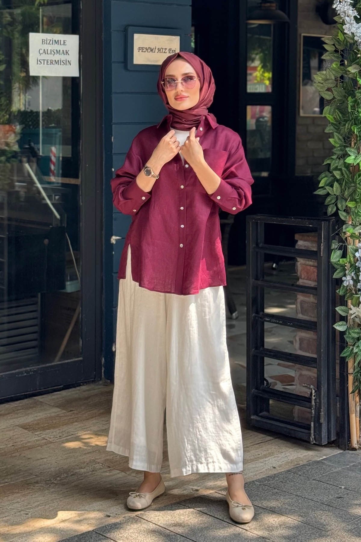 QOOQ Lidya Gömlek 26SS228 Bordo