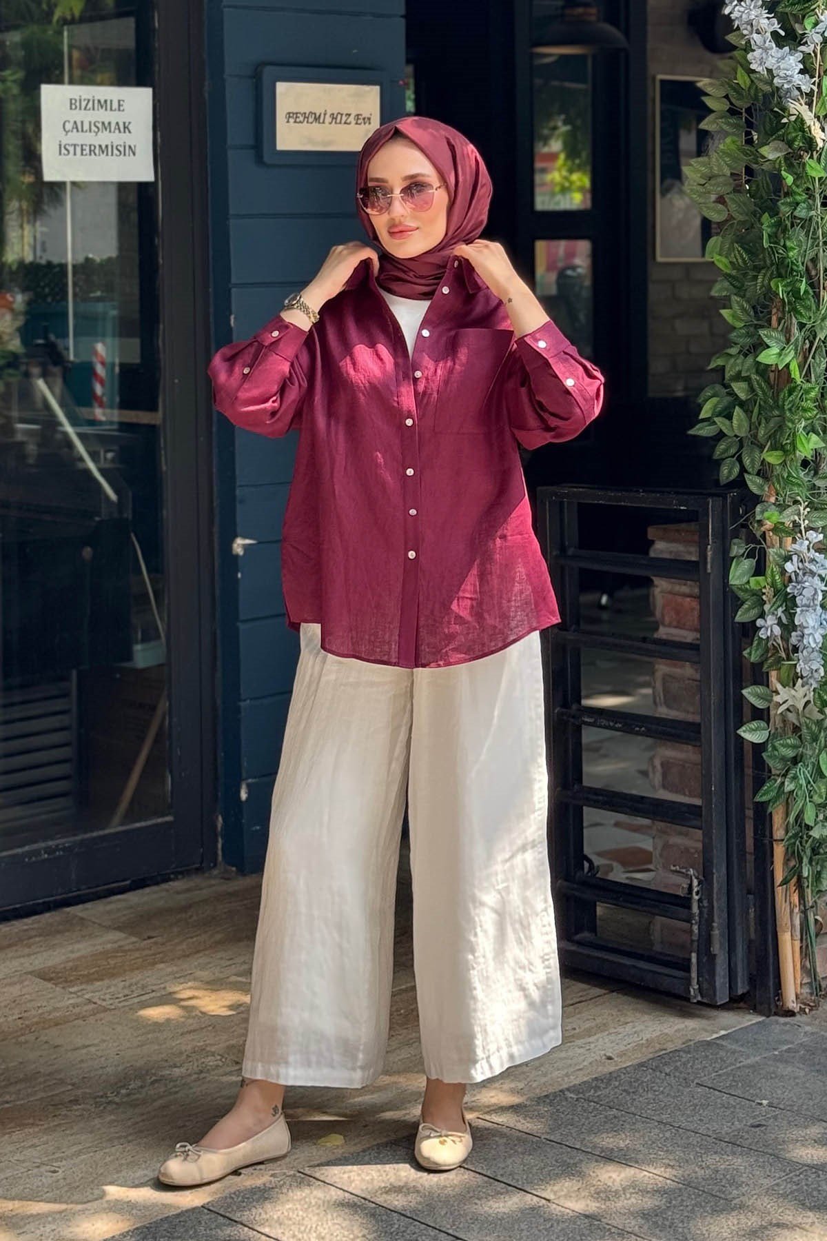 QOOQ Lidya Gömlek 26SS228 Bordo