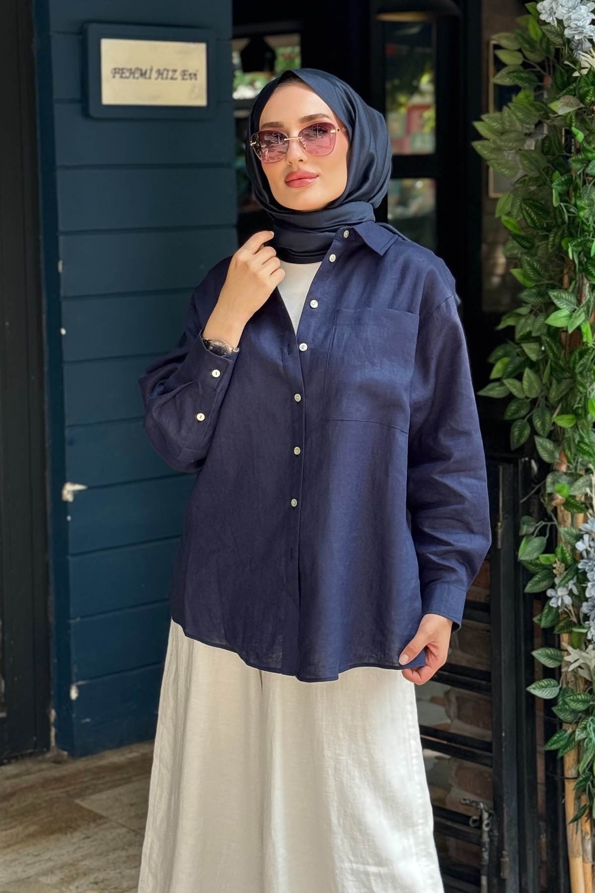 QOOQ Lidya Gömlek 26SS228 Lacivert