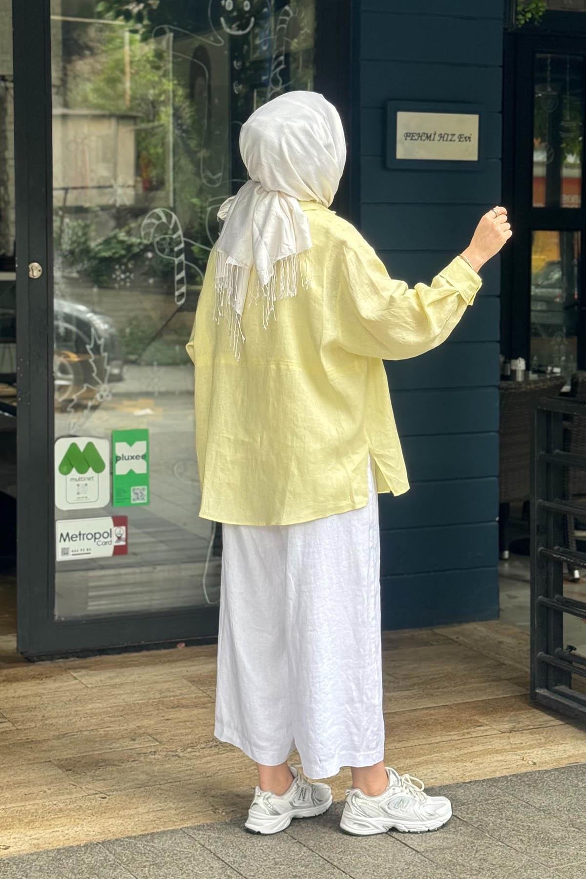 QOOQ Lidya Gömlek 26SS228 Limon Sarısı