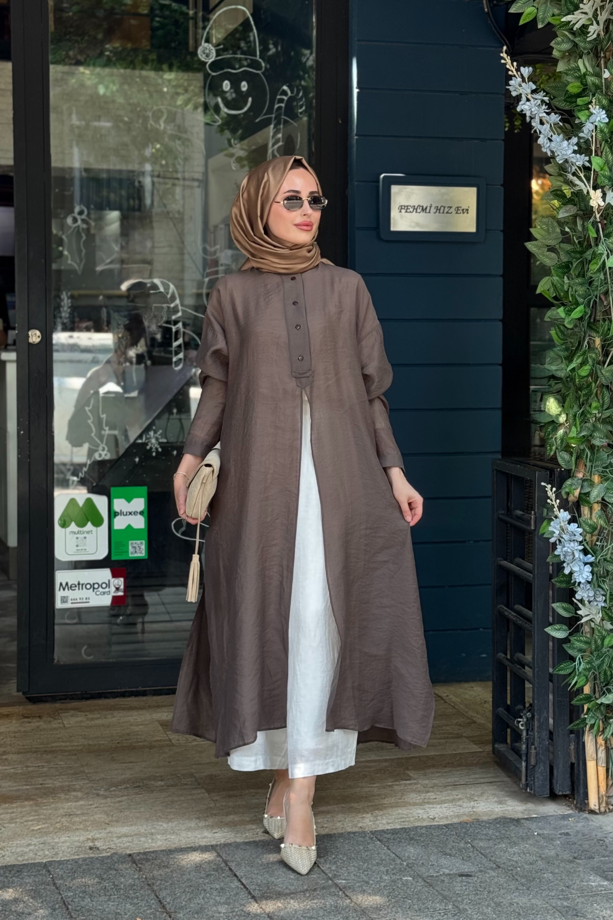 QOOQ Lina Tunik 26SS243 Kahve