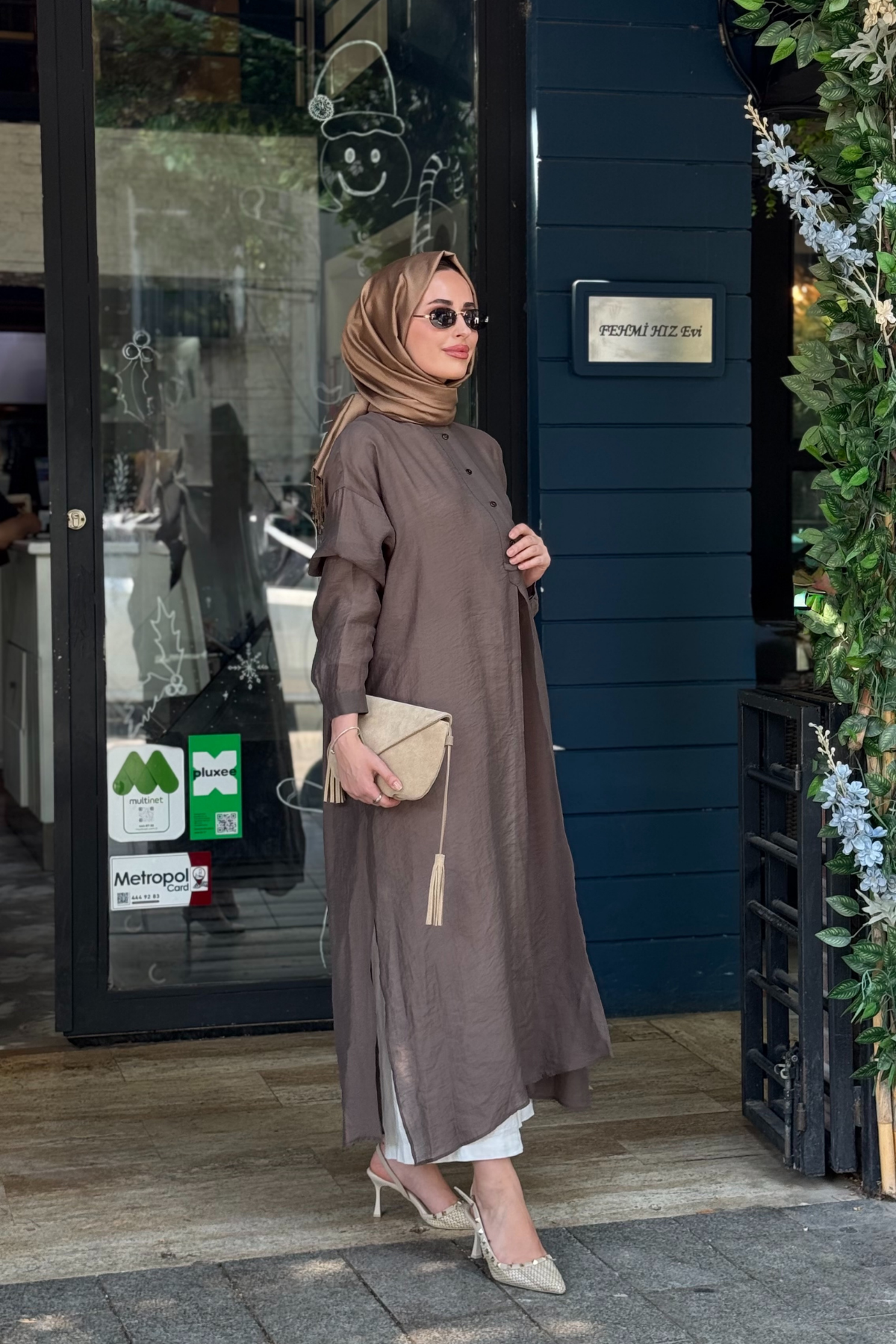 QOOQ Lina Tunik 26SS243 Kahve