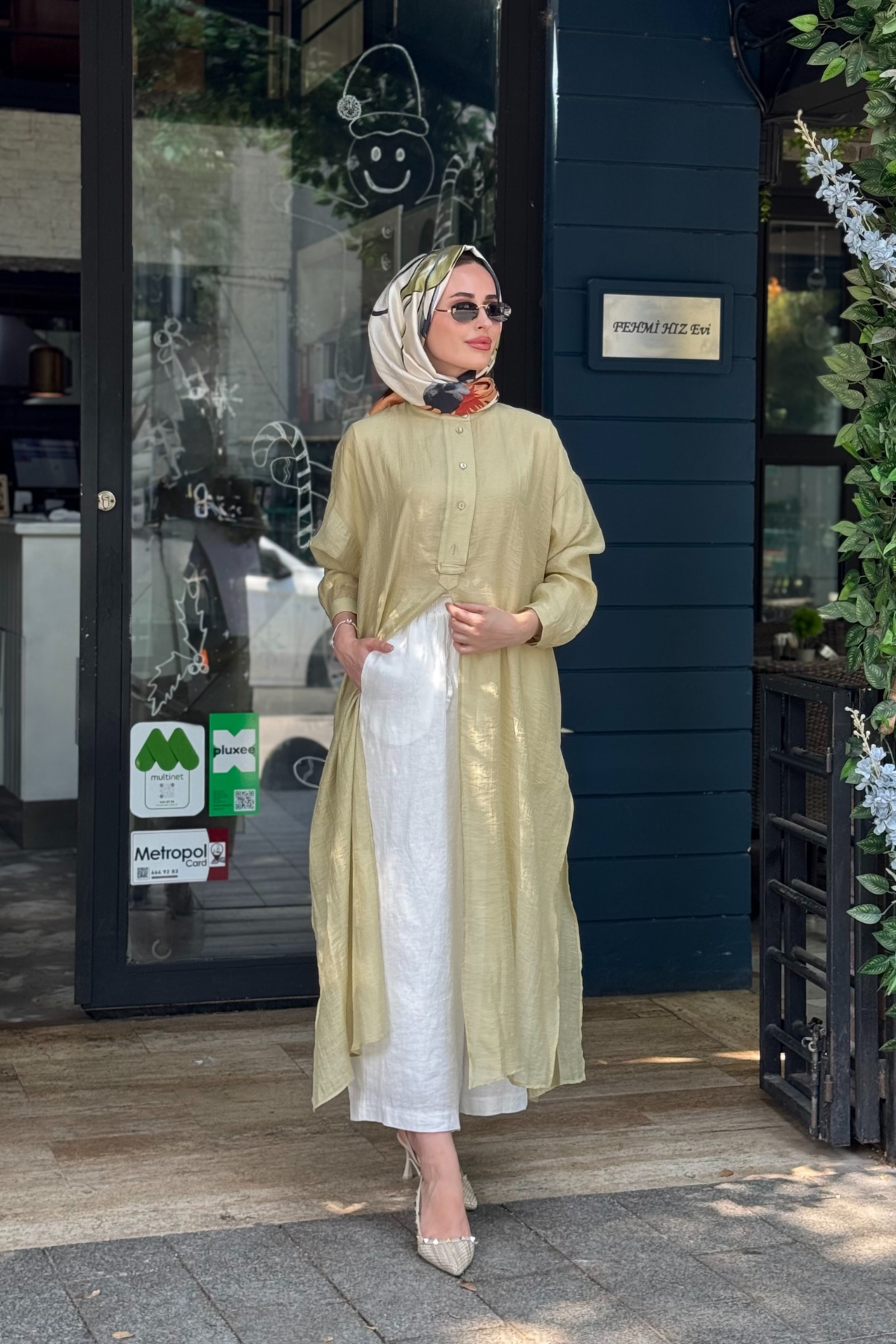 QOOQ Lina Tunik 26SS243 Yağ Yeşili