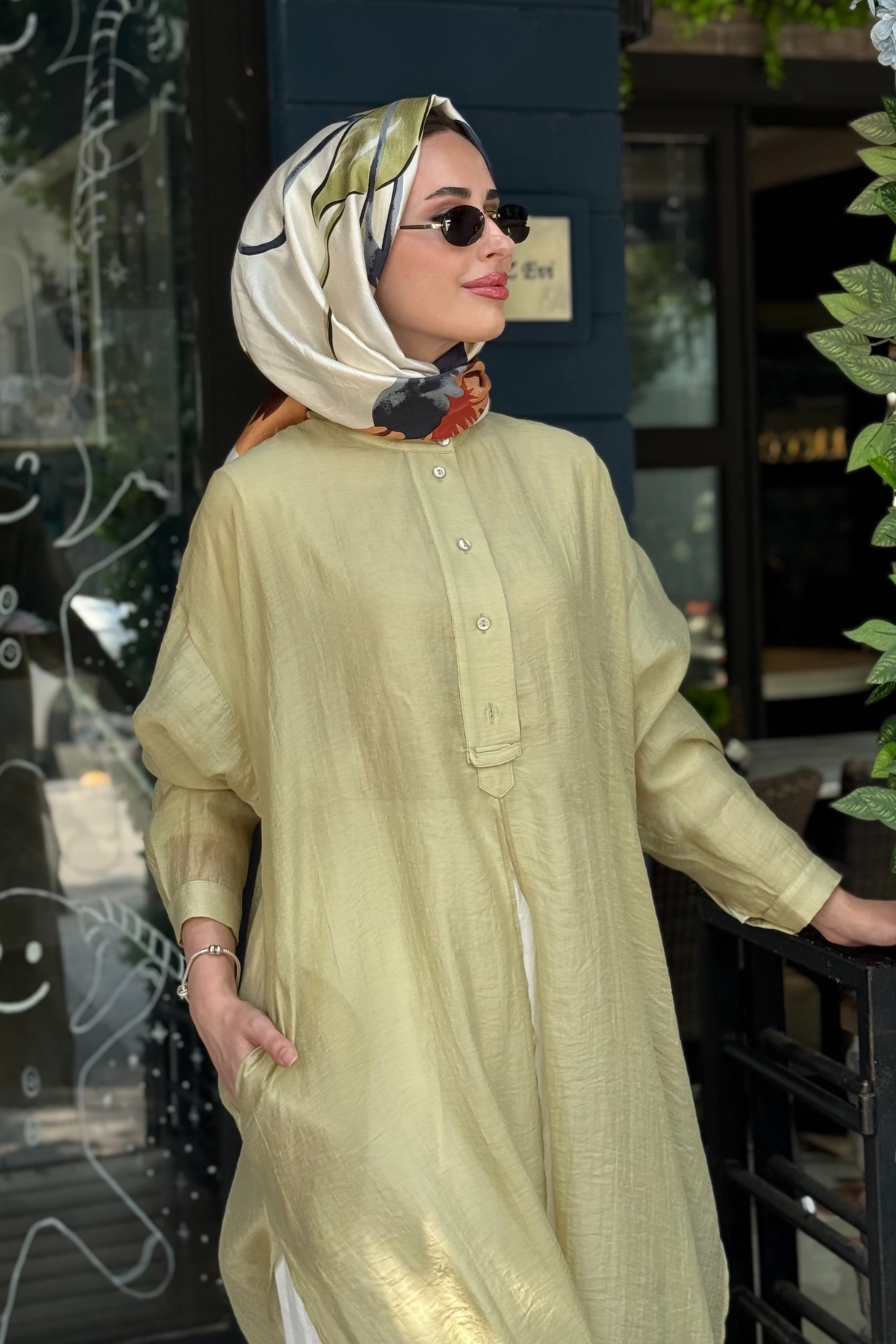 QOOQ Lina Tunik 26SS243 Yağ Yeşili