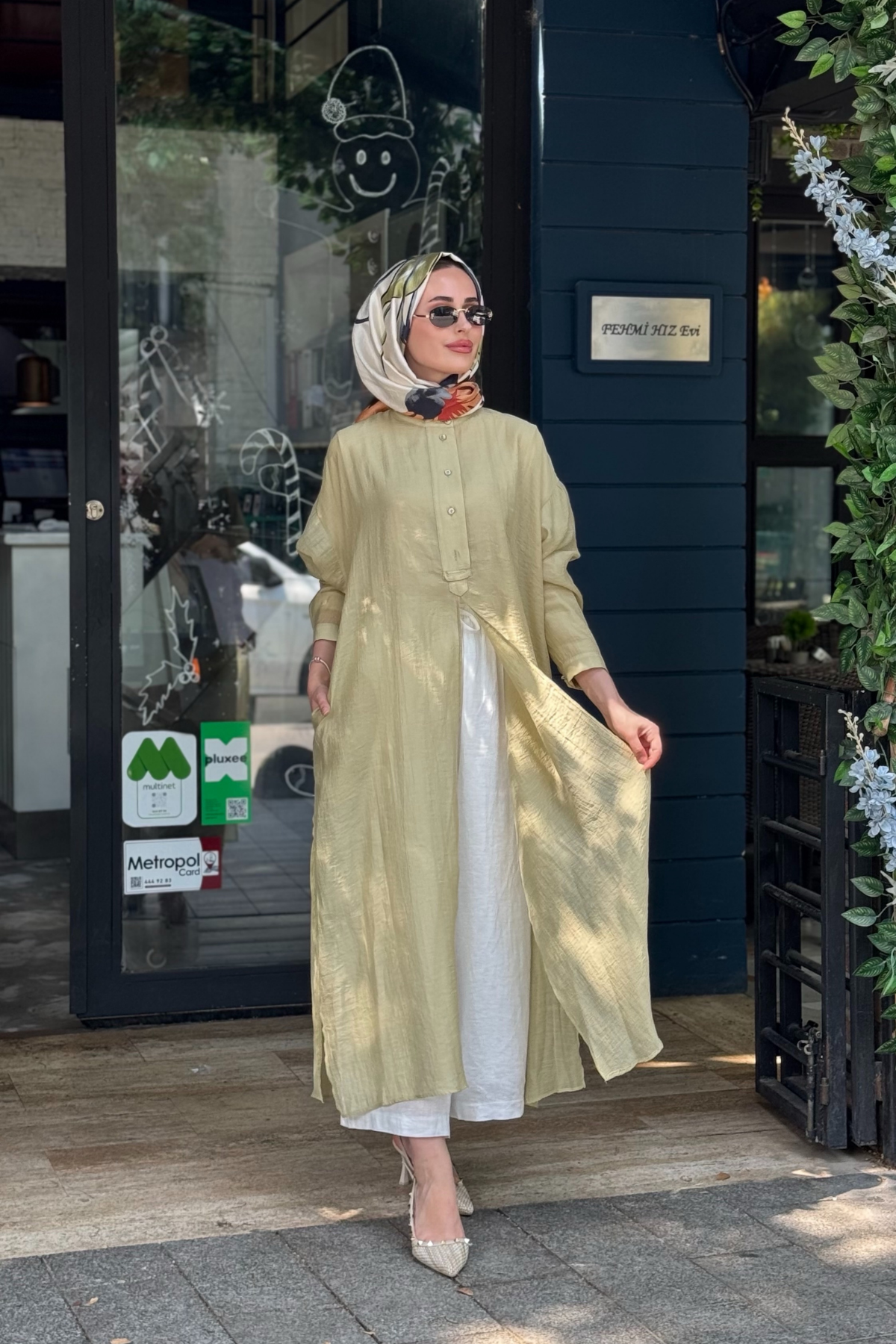 QOOQ Lina Tunik 26SS243 Yağ Yeşili
