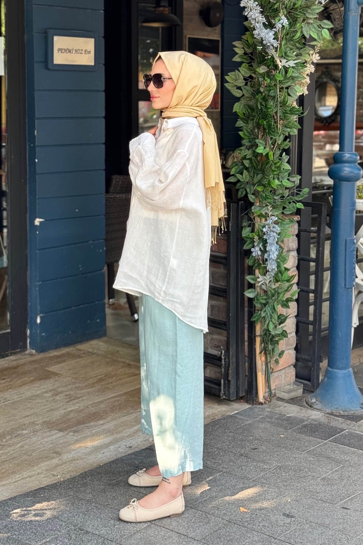 QOOQ Lisa Keten Gömlek 26SS241 Beyaz