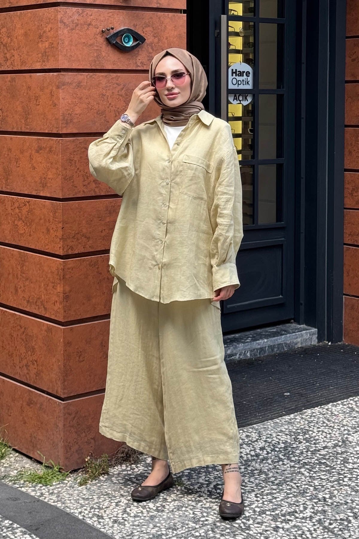 QOOQ Lisa Keten Gömlek 26SS241 Limon