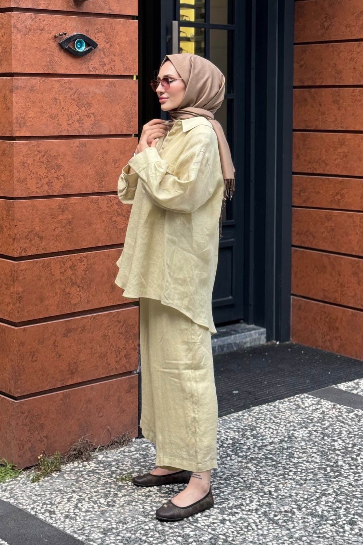 QOOQ Lisa Keten Gömlek 26SS241 Limon