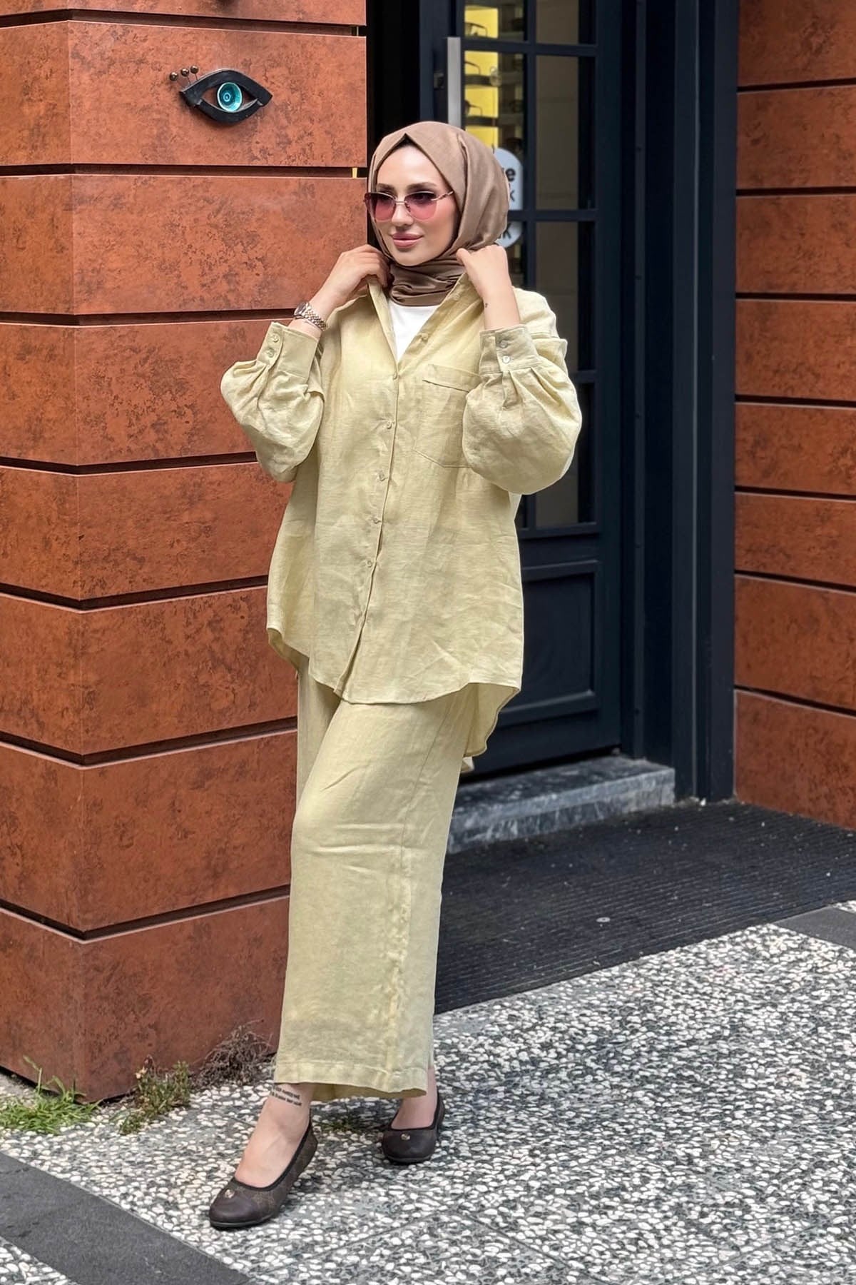 QOOQ Lisa Keten Gömlek 26SS241 Limon