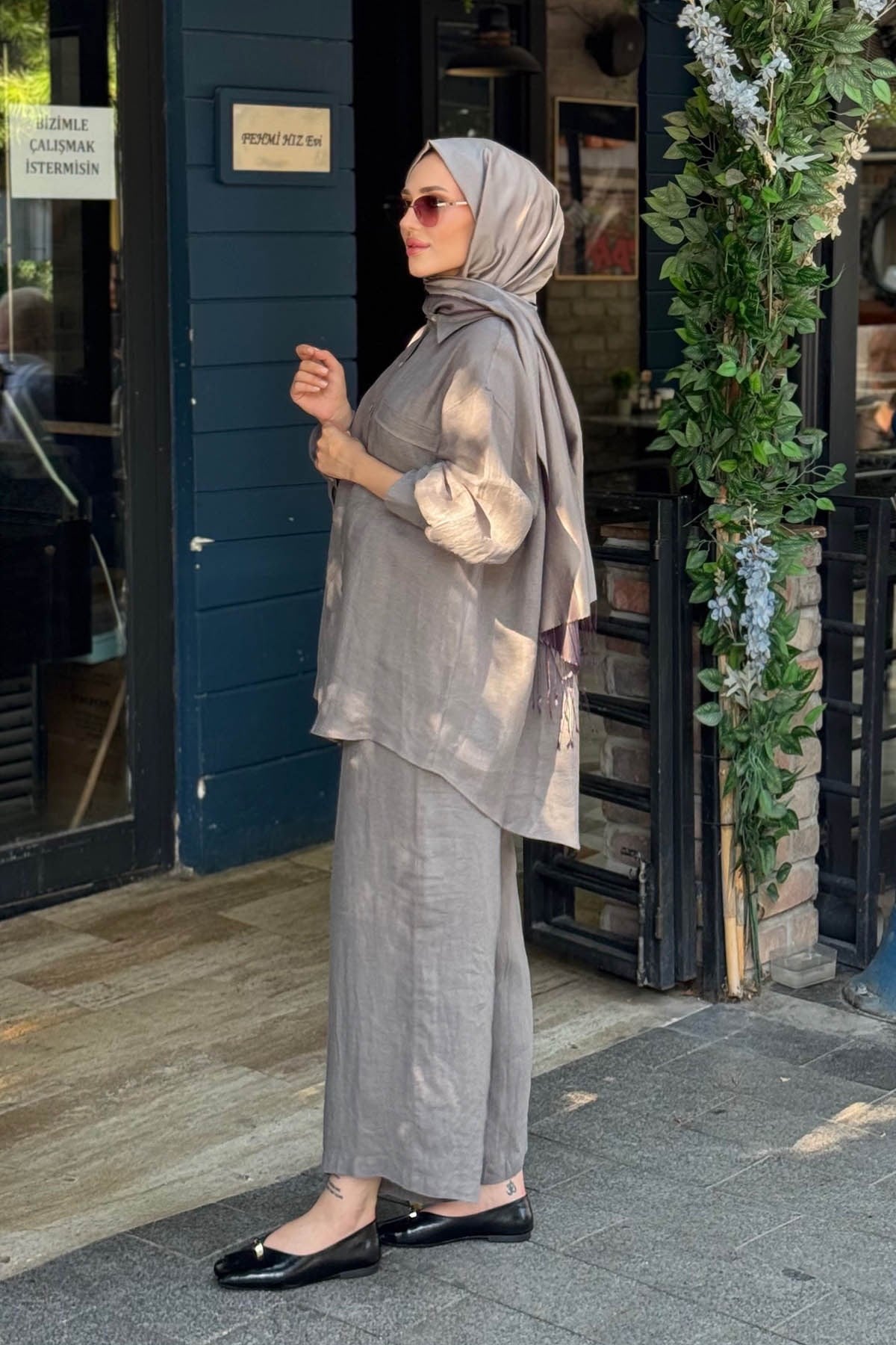 QOOQ Lisa Keten Gömlek 26SS241 Vizon
