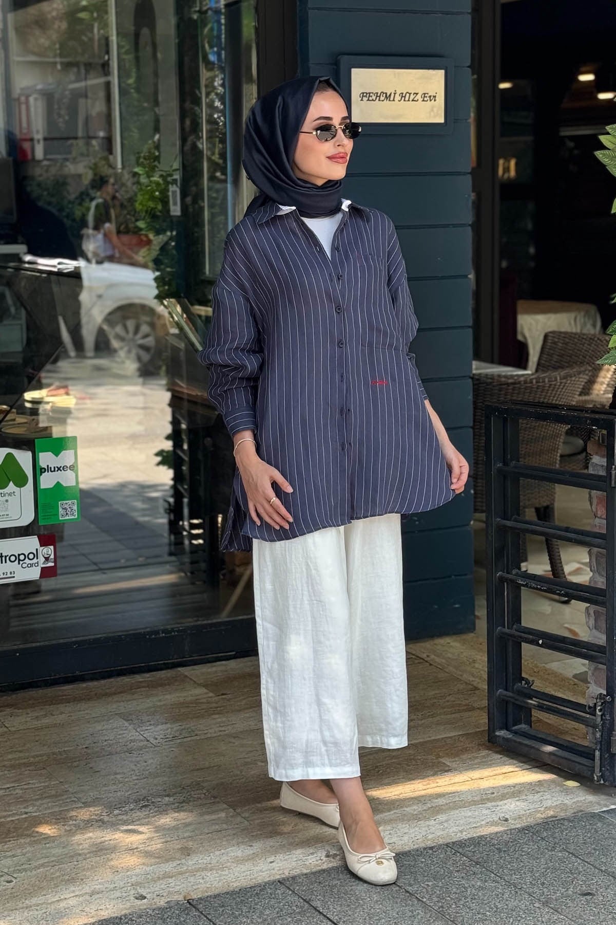 QOOQ Mila Gömlek 26SS220 Lacivert