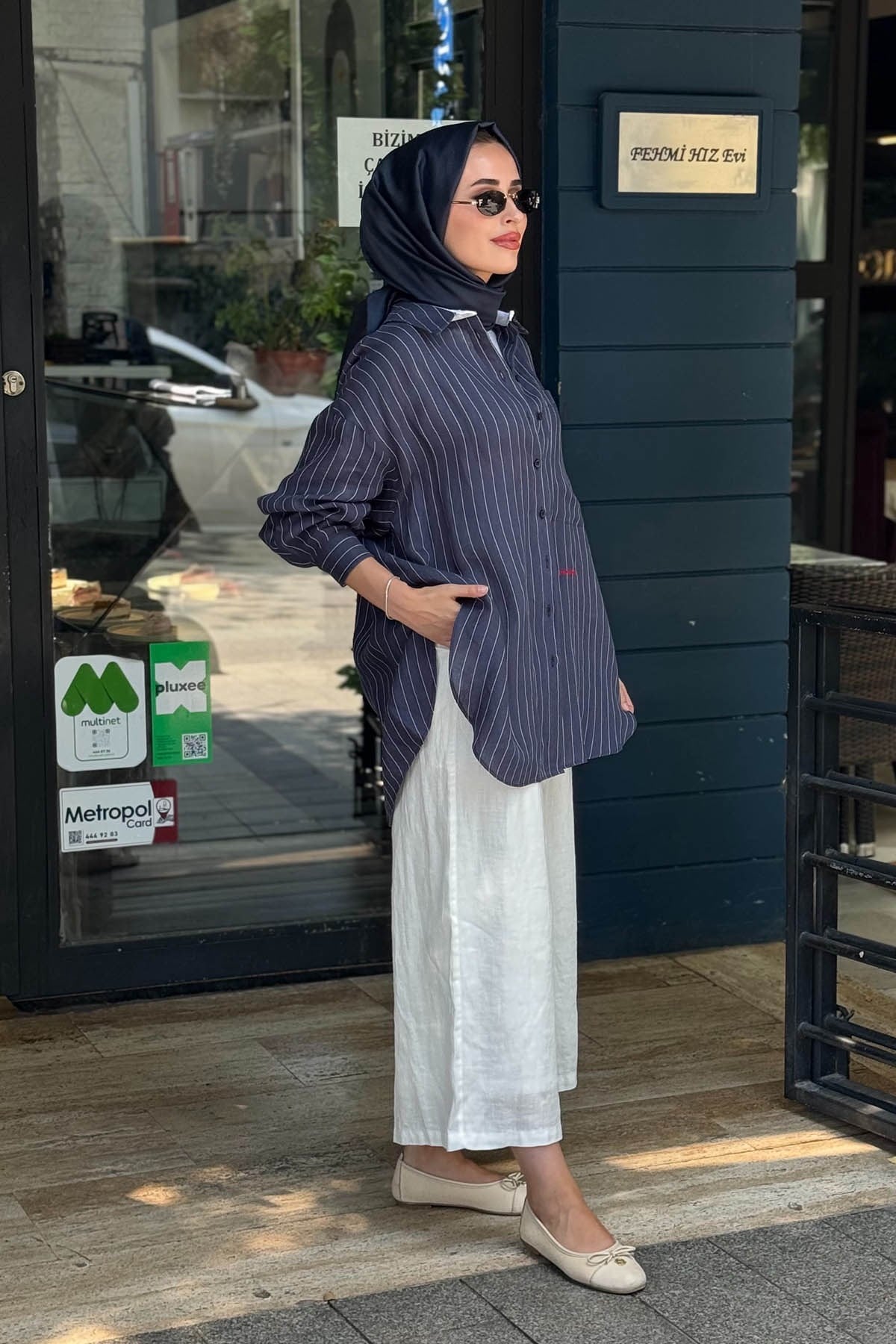QOOQ Mila Gömlek 26SS220 Lacivert